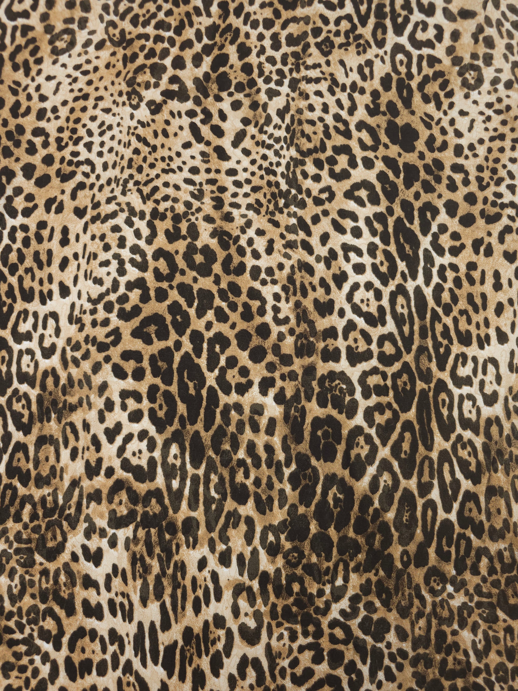 Warm Beige Irregular Smudge Leopard Viscose Crepe