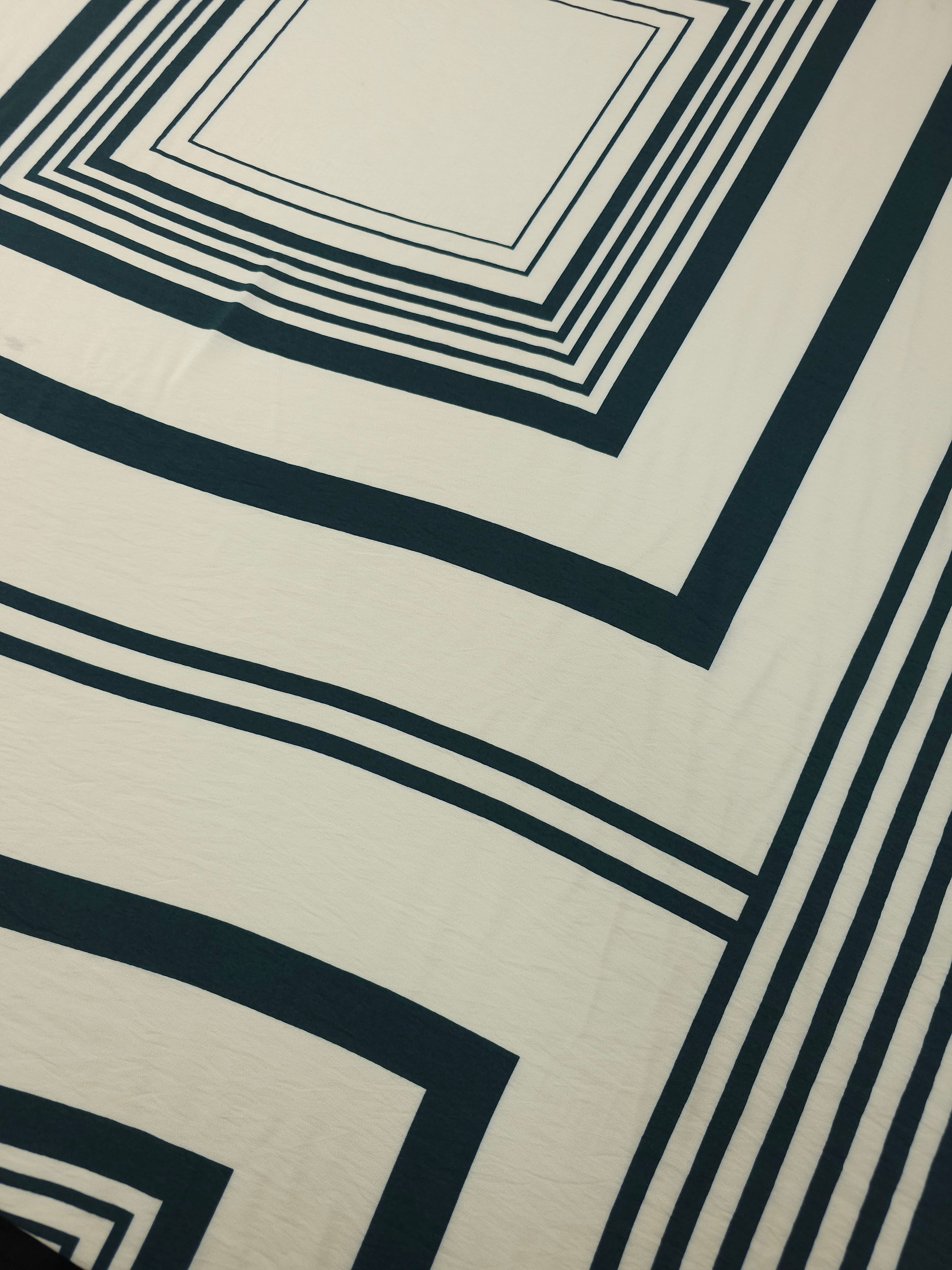 Cream/Petrol Teal Twin Square Geometric Modal