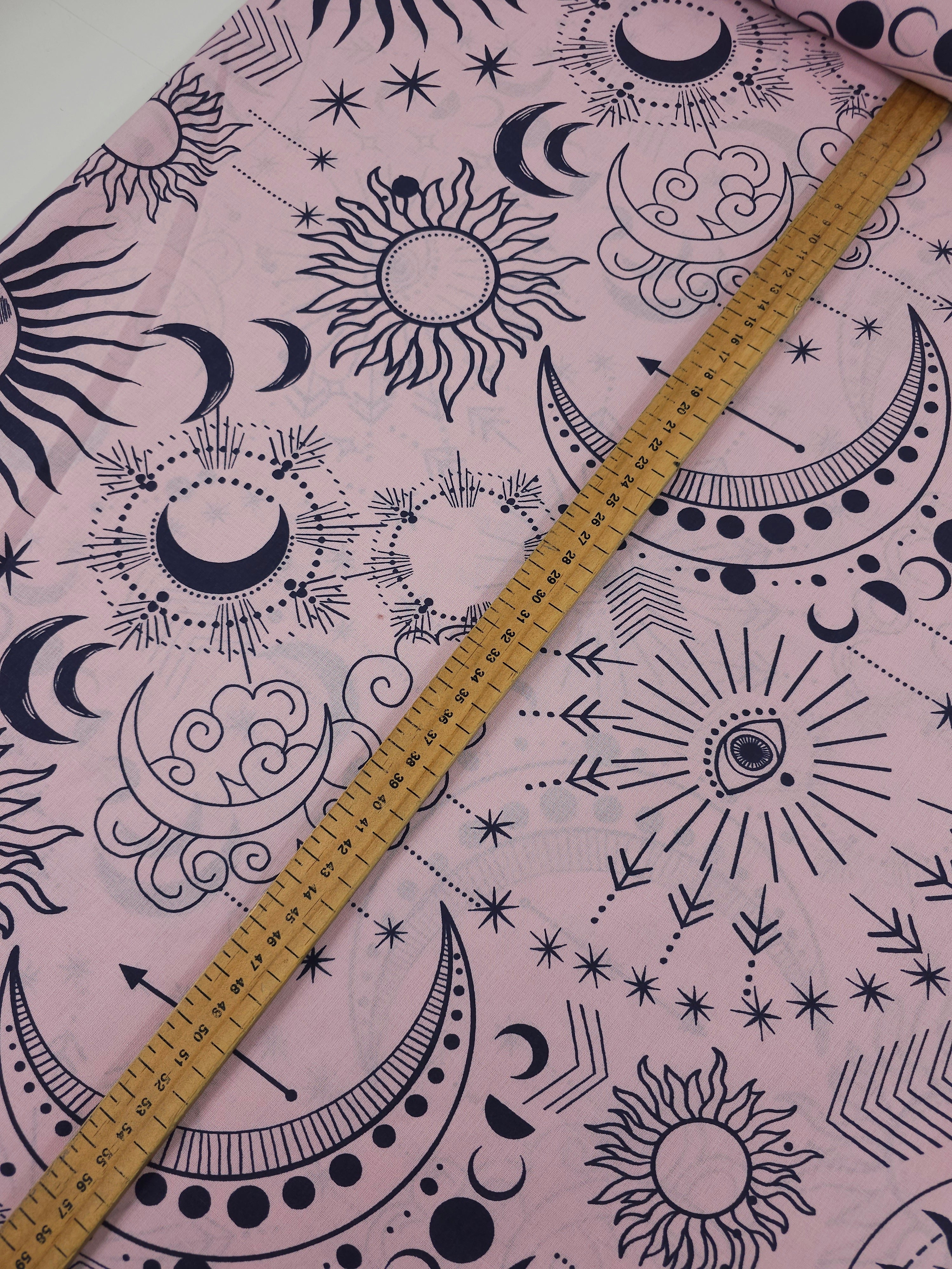 Pink/Navy Boho Celestial 100% Cotton 98" *EXTRA WIDE*