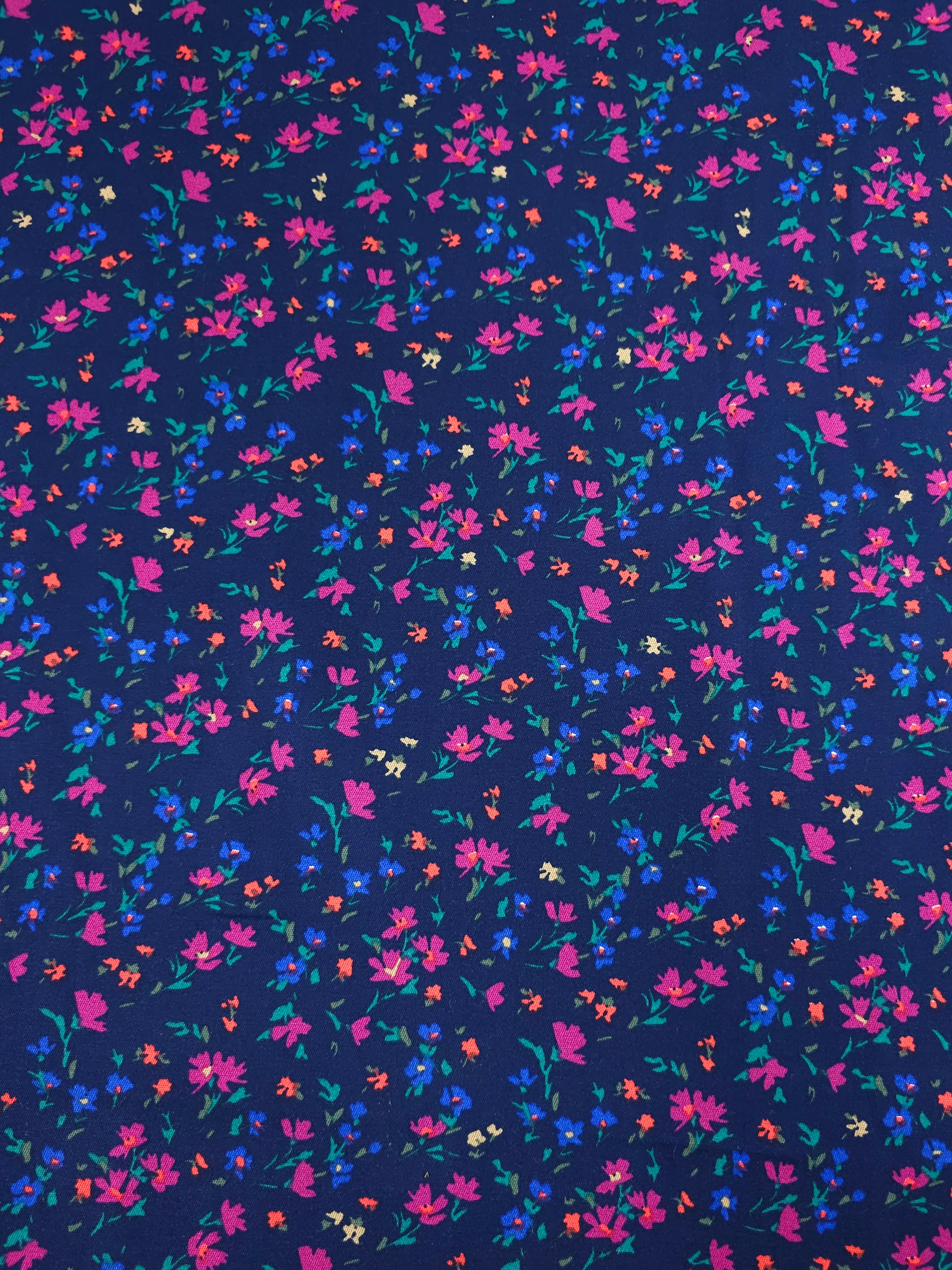 Navy Wildflower Lightweight Cotton Sateen Twill