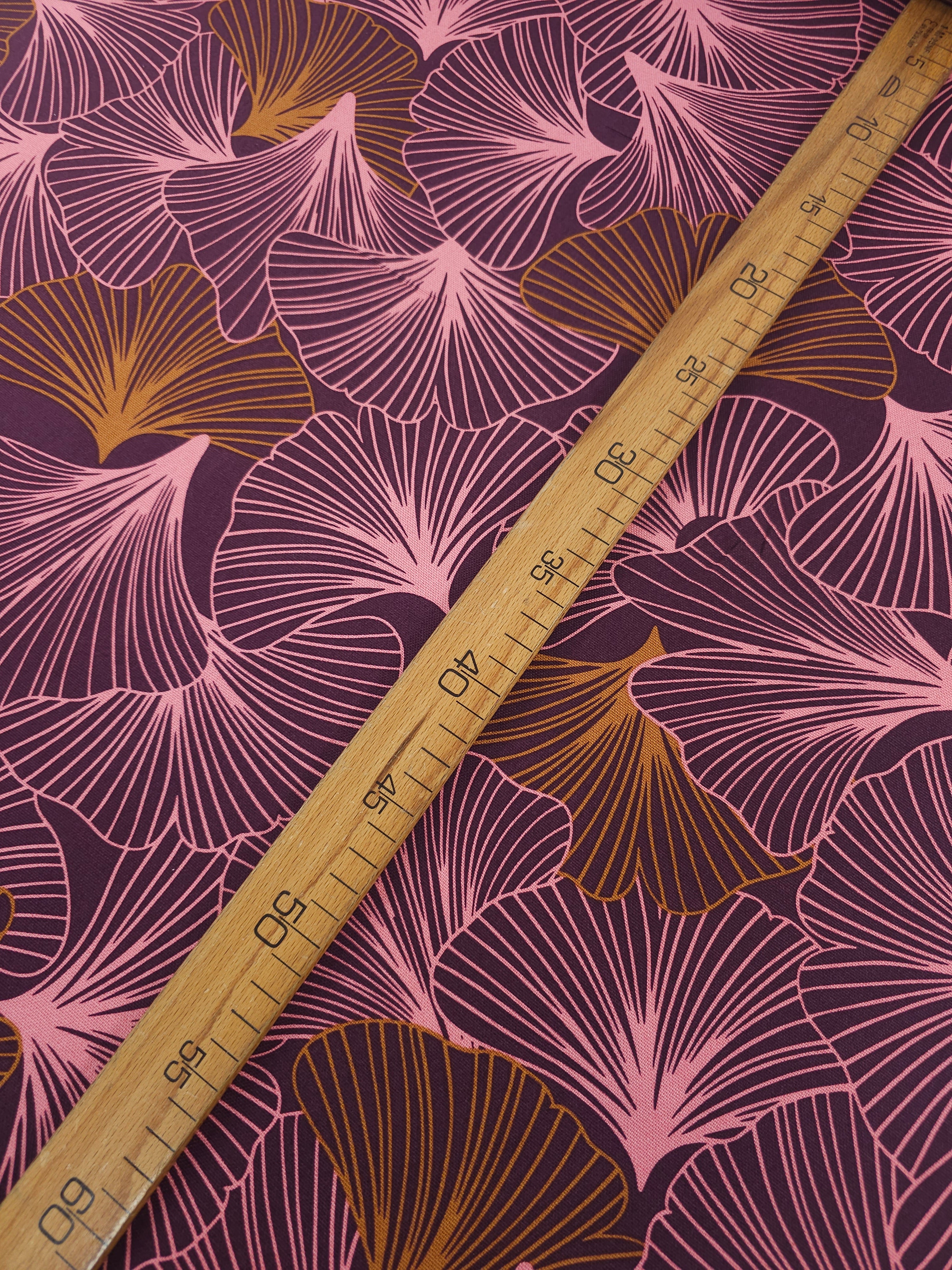 Plum/Blush Flutter Leaf Canvas Cotton