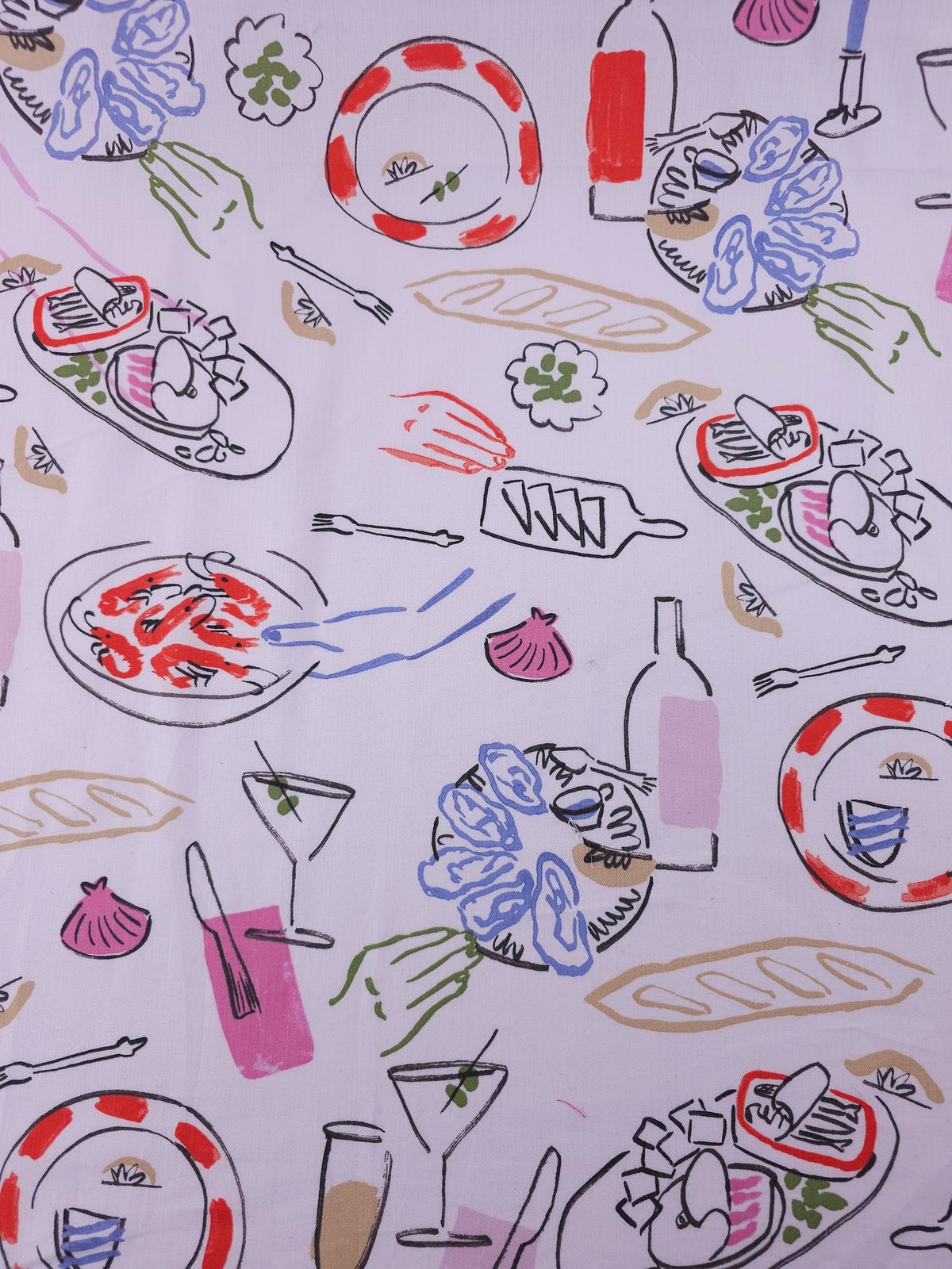 Lilac Seafood Dinner Party Herringbone Cotton