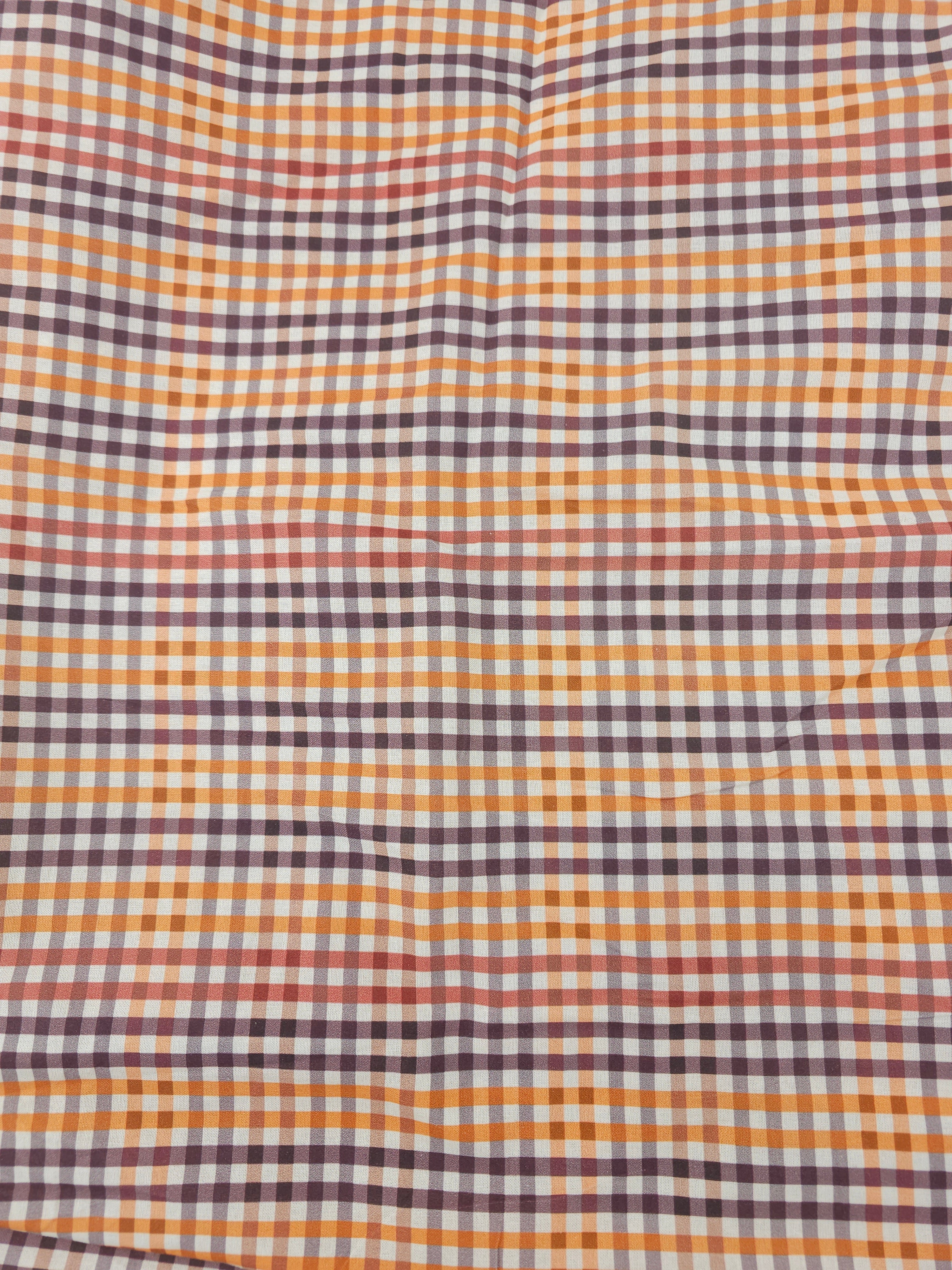 Orange plaid Cotton- 1.1m piece