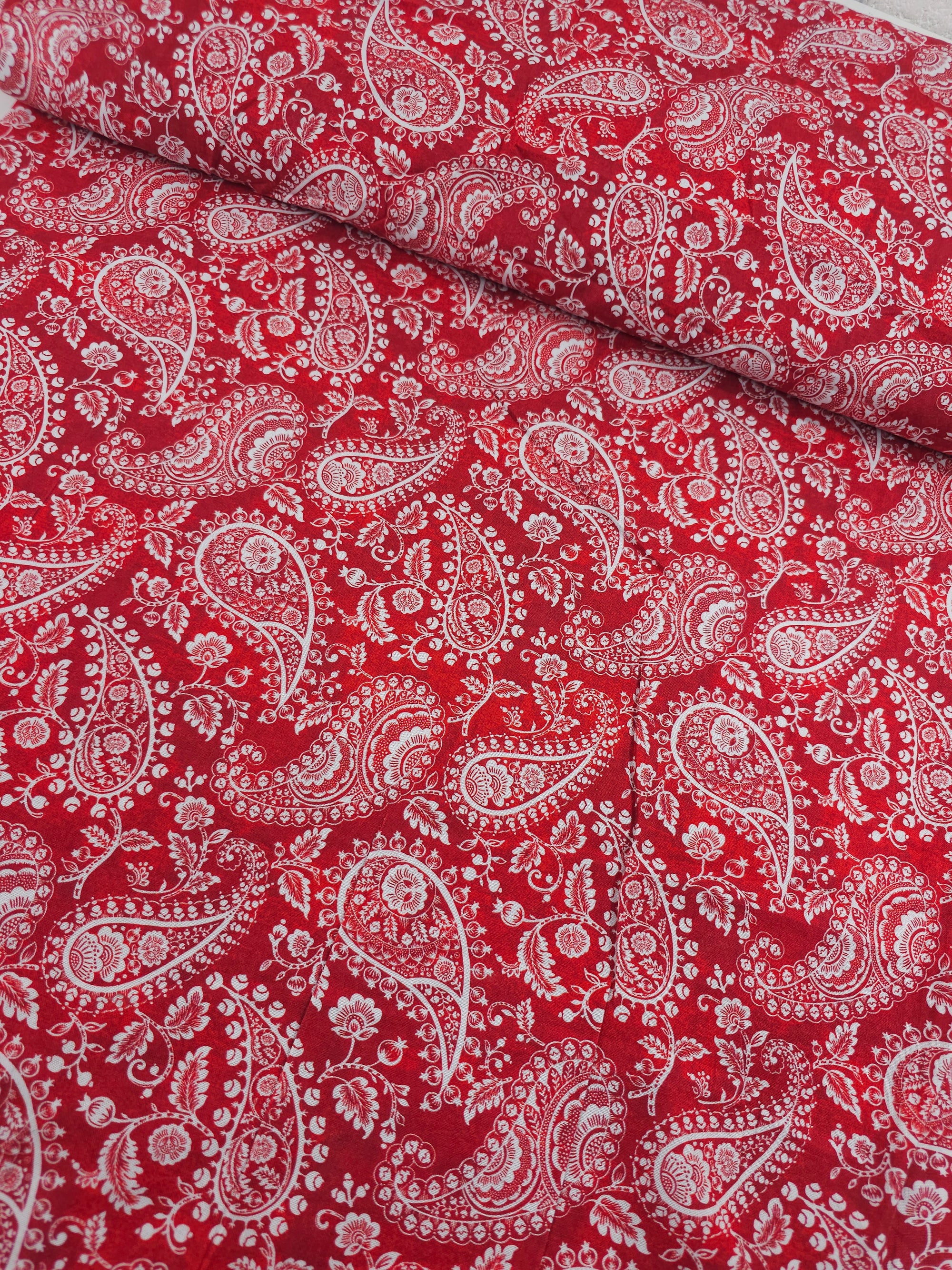 Red Paisley 100% Cotton