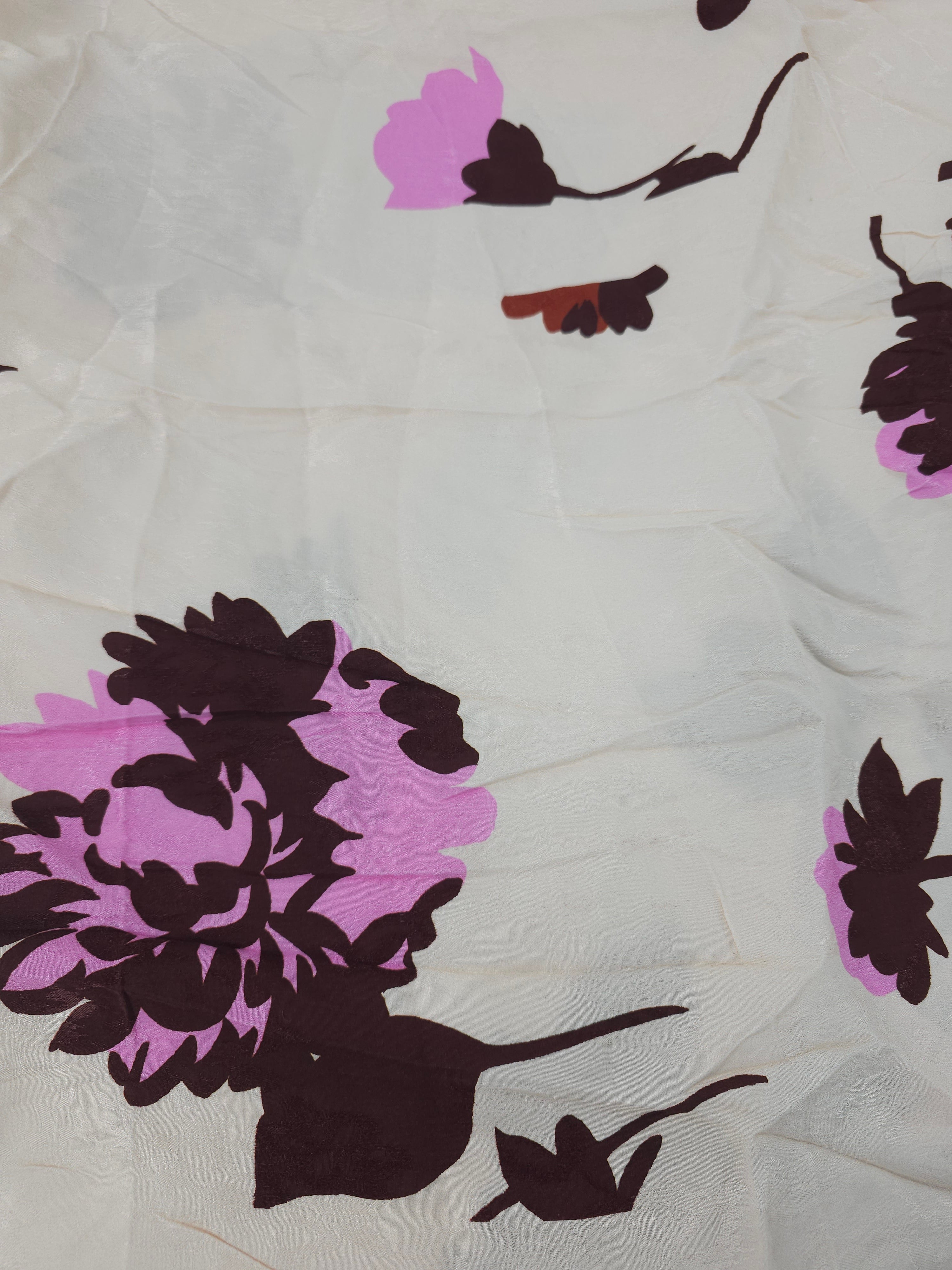 Pink and brown floral Viscose- 3m piece