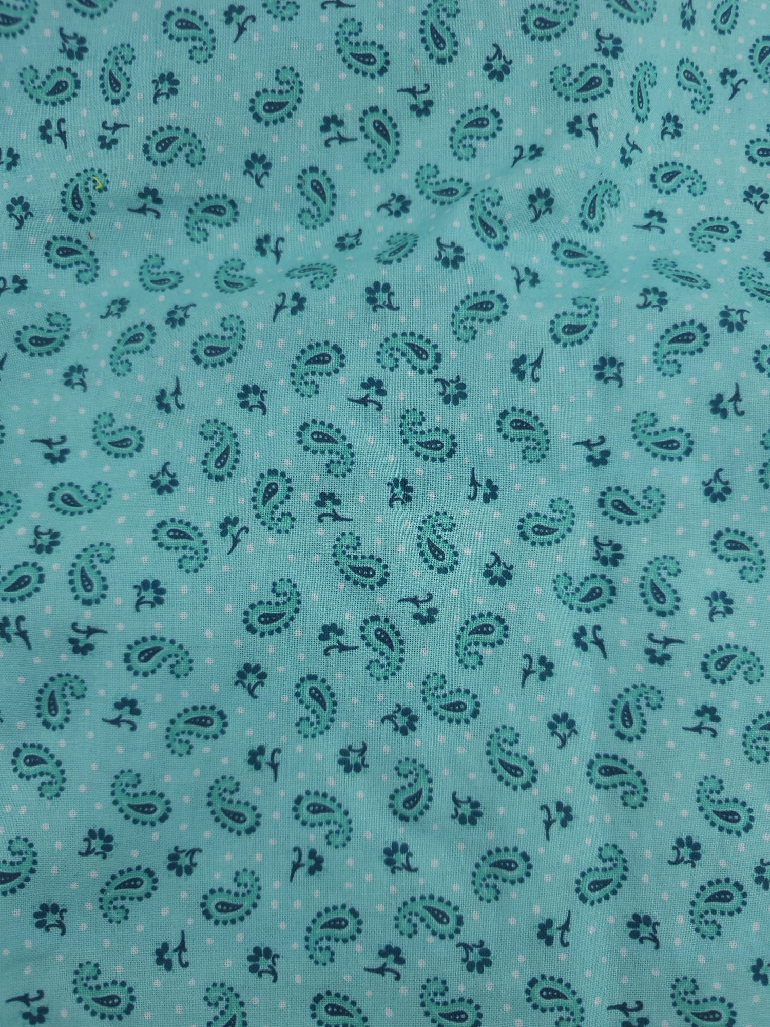 Turquoise Teardrops Cotton - 4m Piece