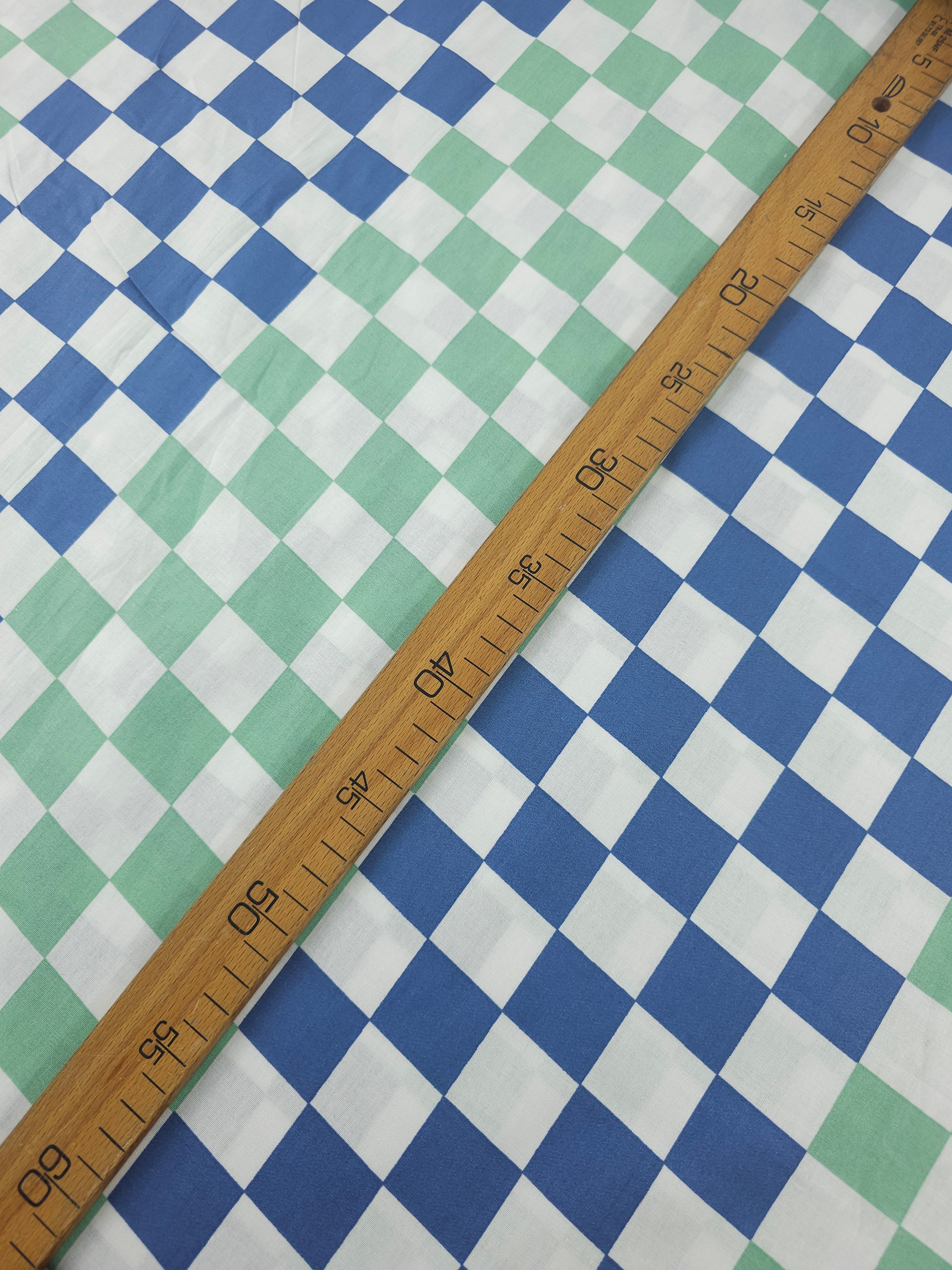 Minty Green/Blue Checkerboard 100% Cotton 110" *EXTRA WIDE"