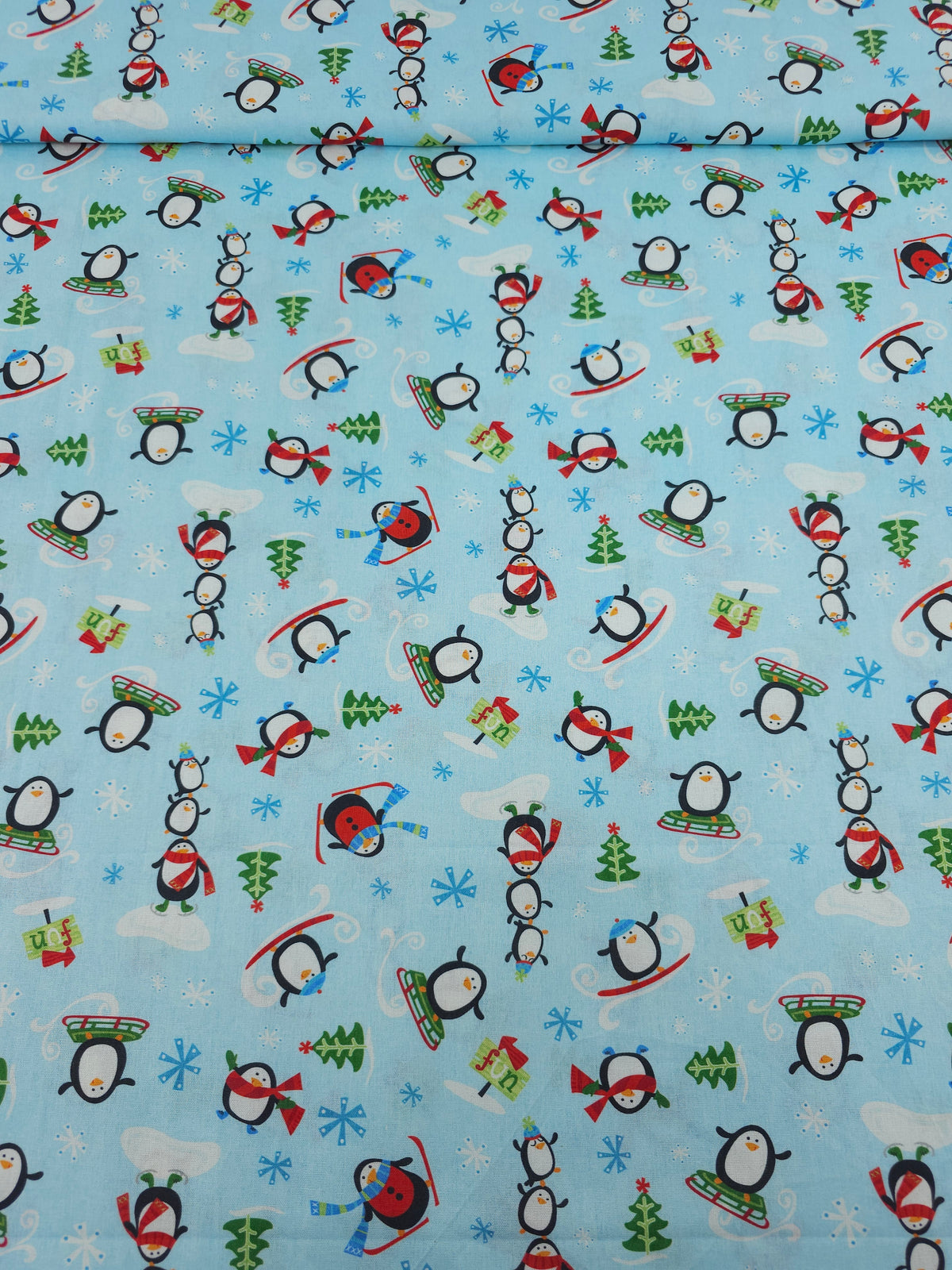 Novelty Snowboarding Penguins 100% Cotton - Joann