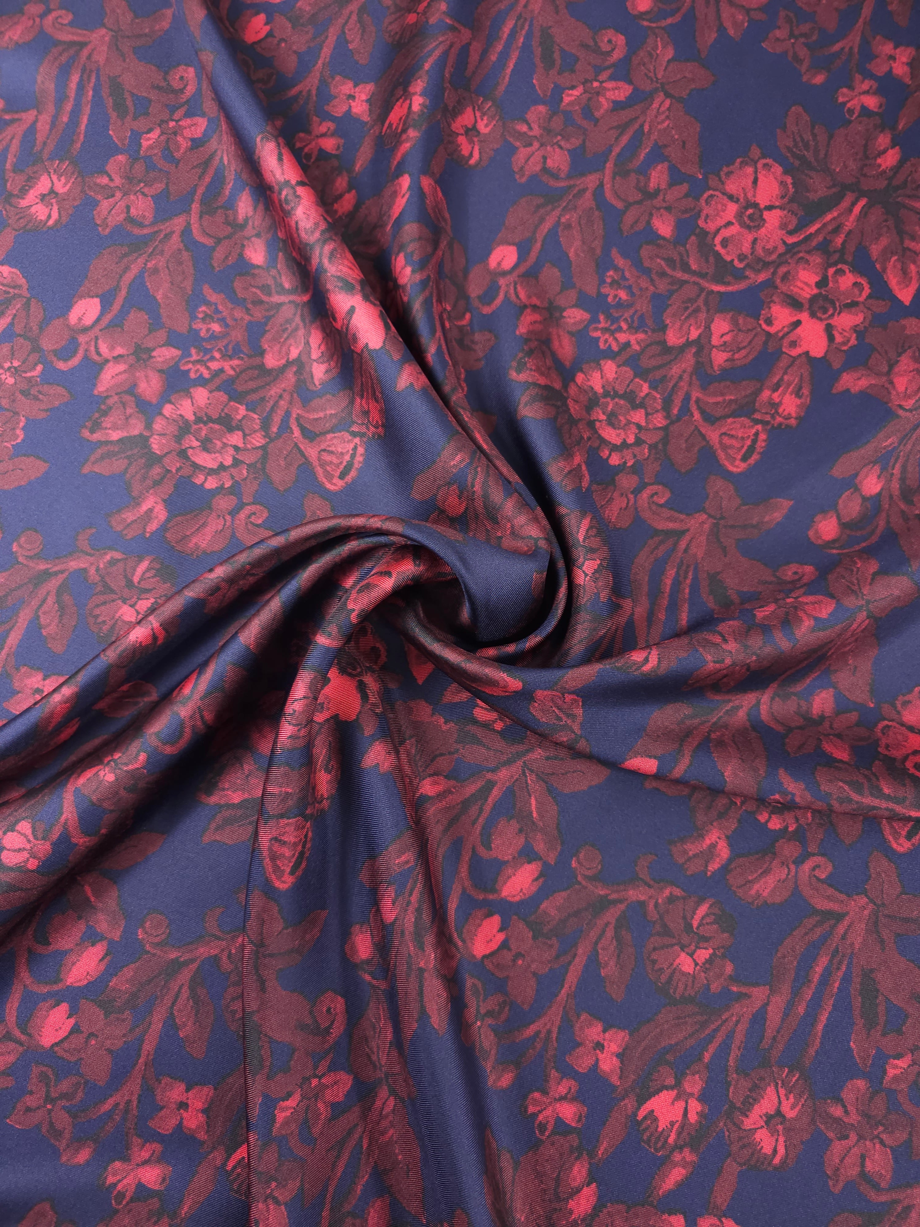 Midnight Navy/Wine Hestia Floral 100% Silk *LIBERTY*