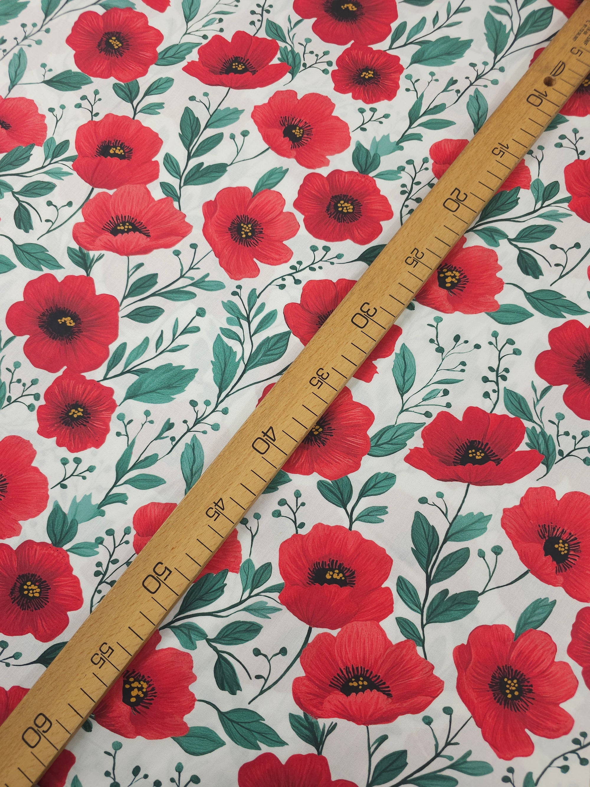 Red Poppy Floral Fine Cotton Poplin 60"
