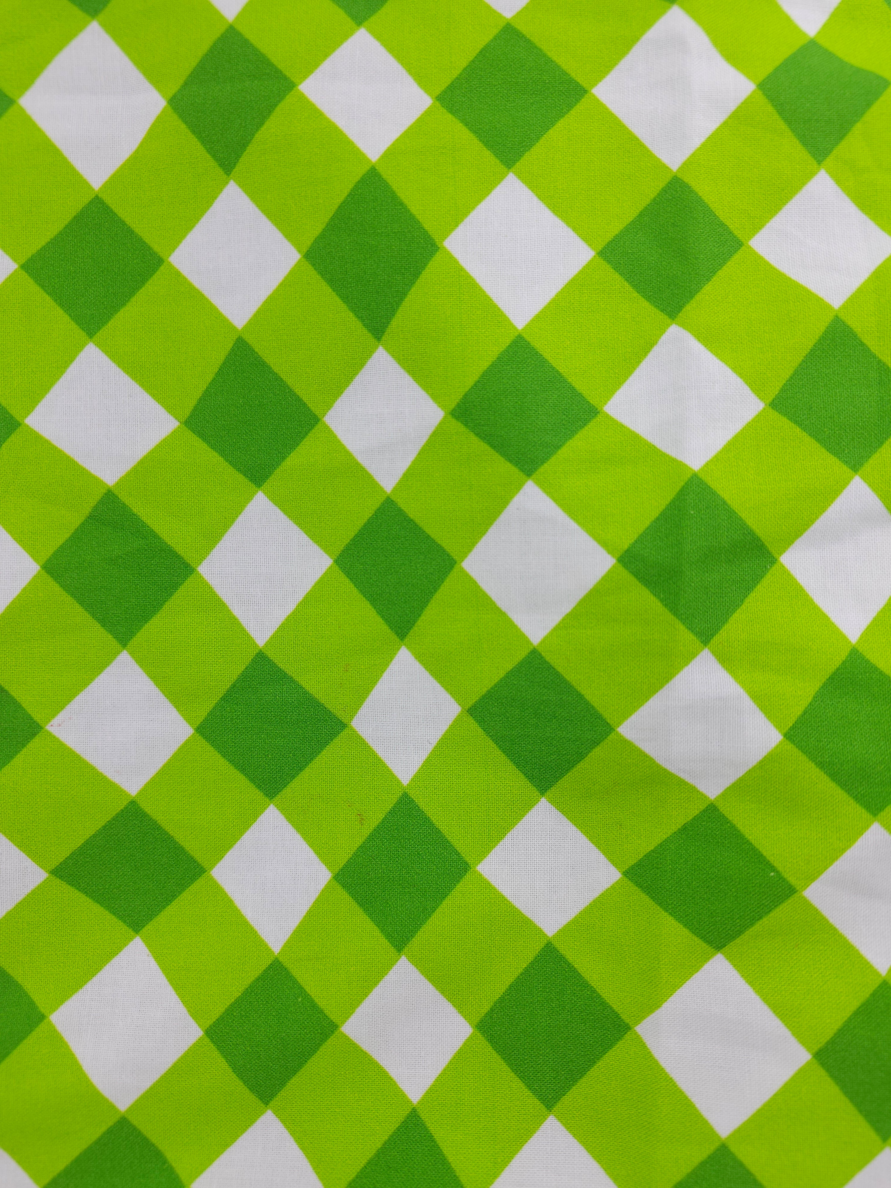 Lime diagonal plaid Cotton- 1.6m piece