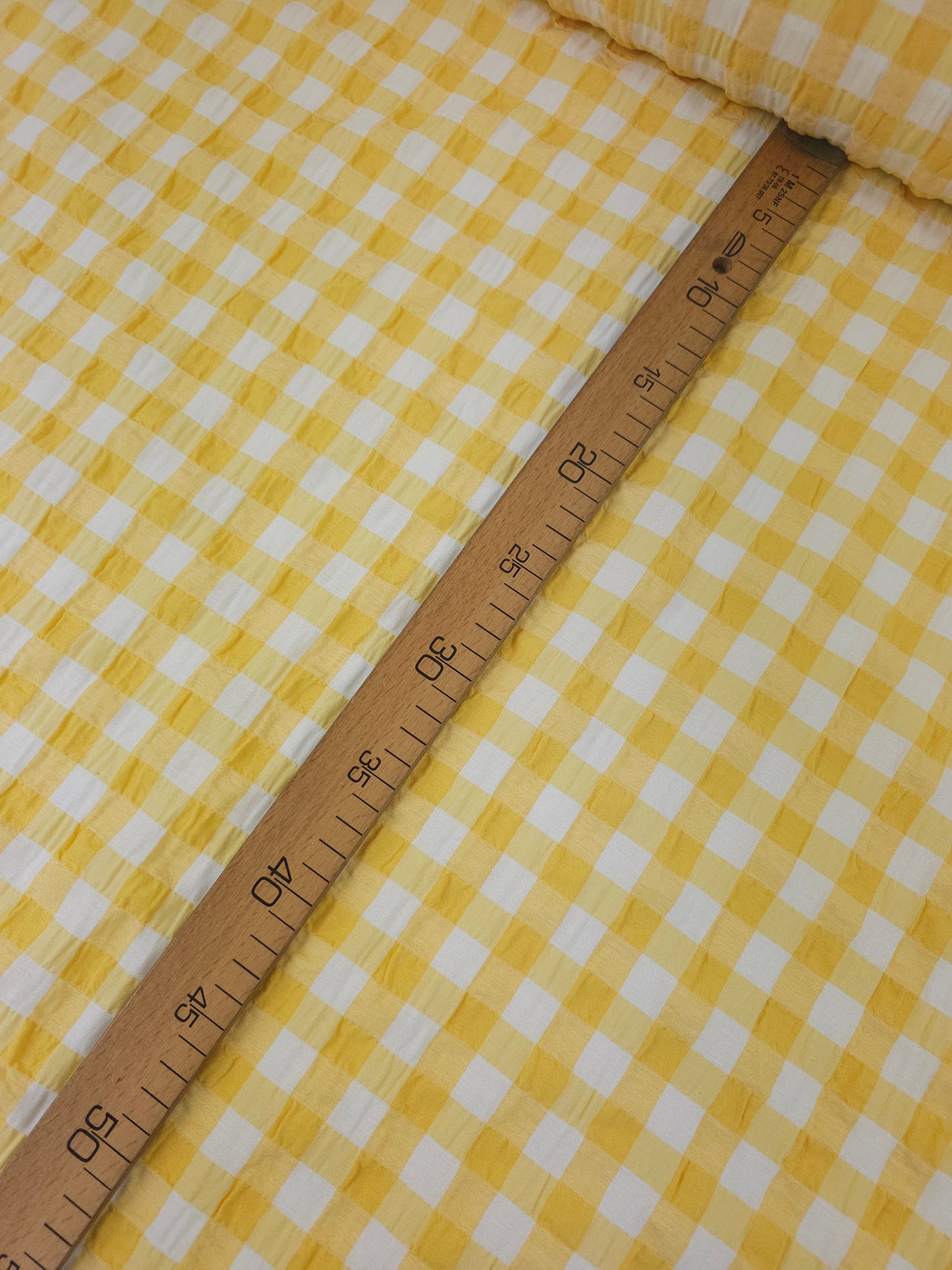 Yellow/White Big Gingham Poly Cotton SeerSucker