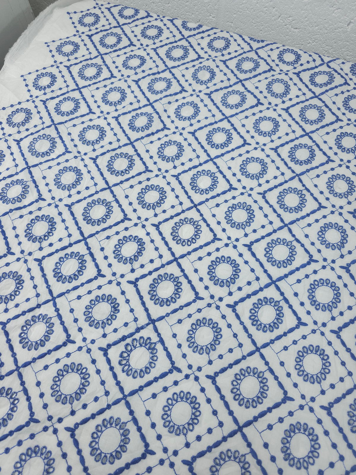 Lavender Blue Circle Diamond Cambric Cotton Broderie Anglaise