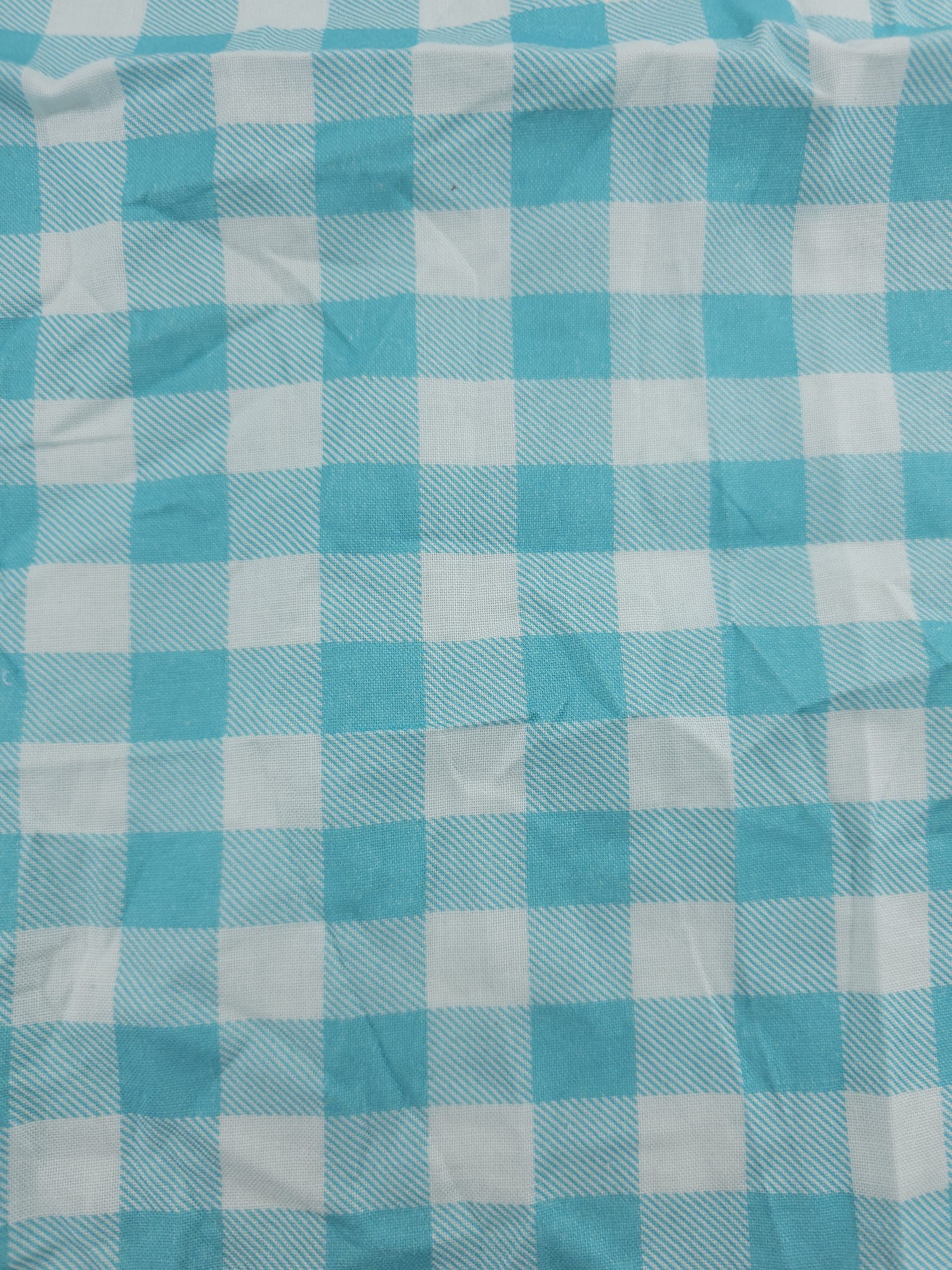 Blue & White Gingham Cotton (Defect)- 1m Piece