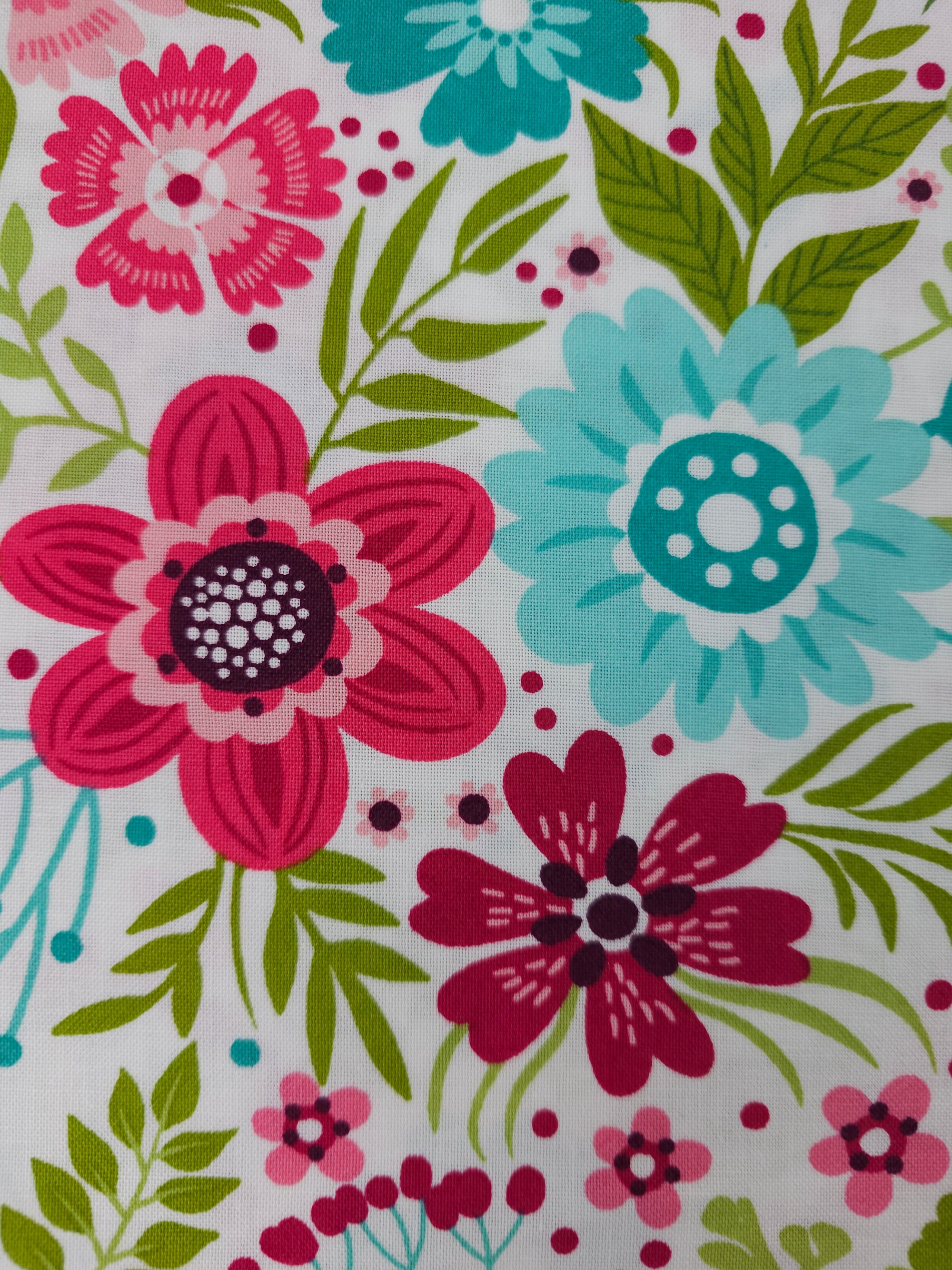 Pink/Blue Cottage Garden Floral 100% Cotton - Benartex