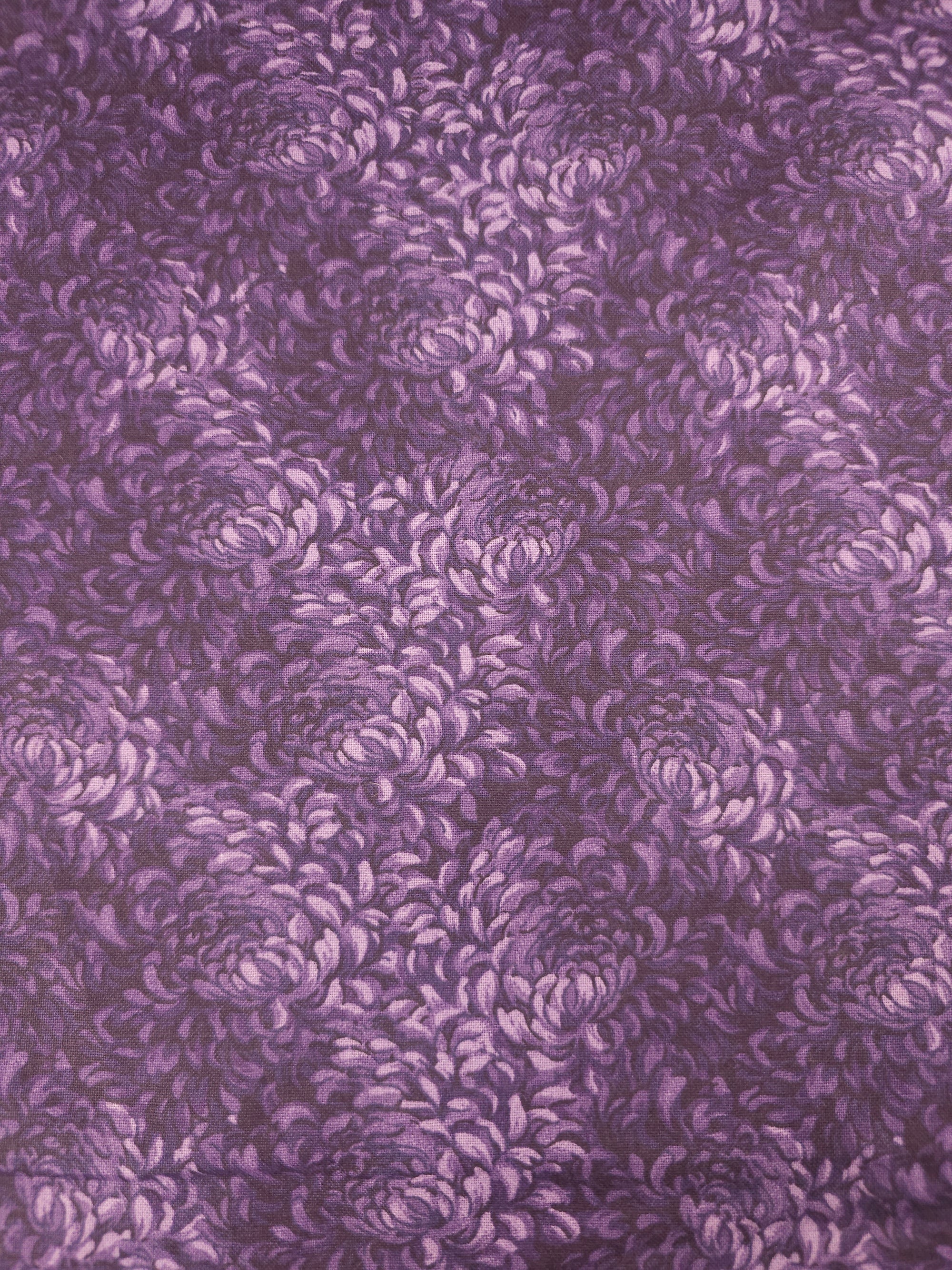 Dark Purple Hydrangea Floral 100% Cotton