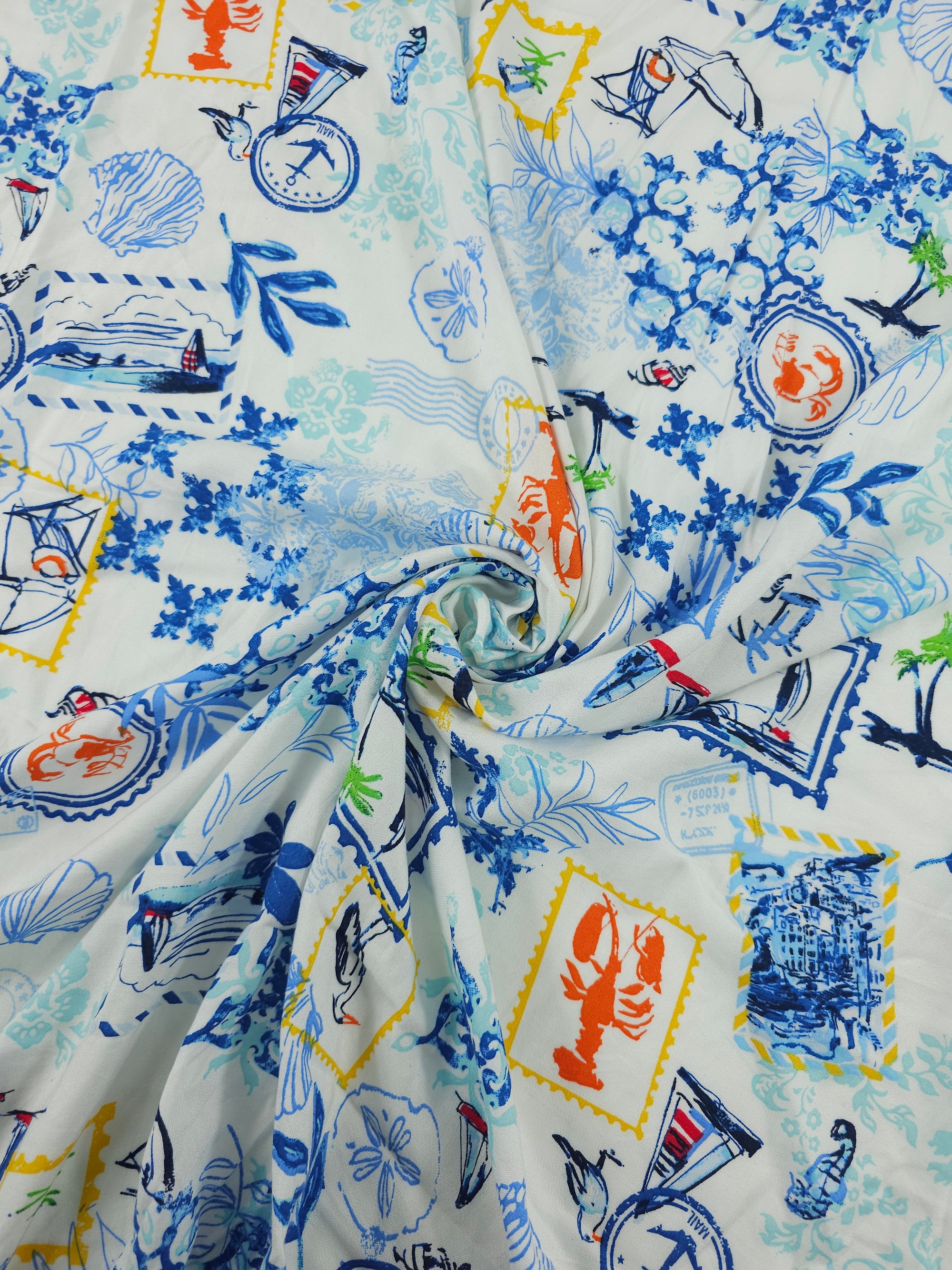 Blue Mediterranean Sail Viscose