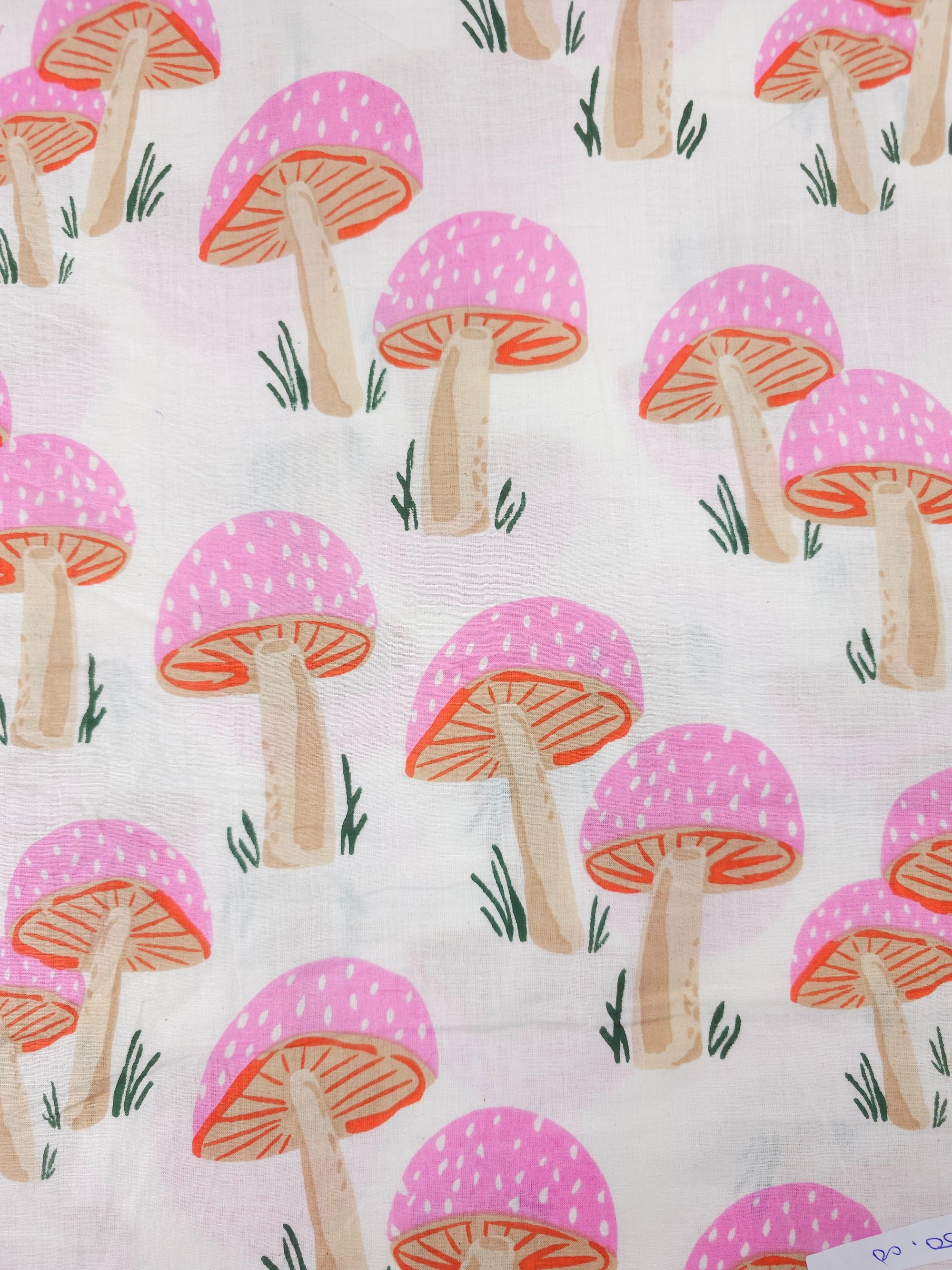 Light Pink Mushroom Block Print Cotton