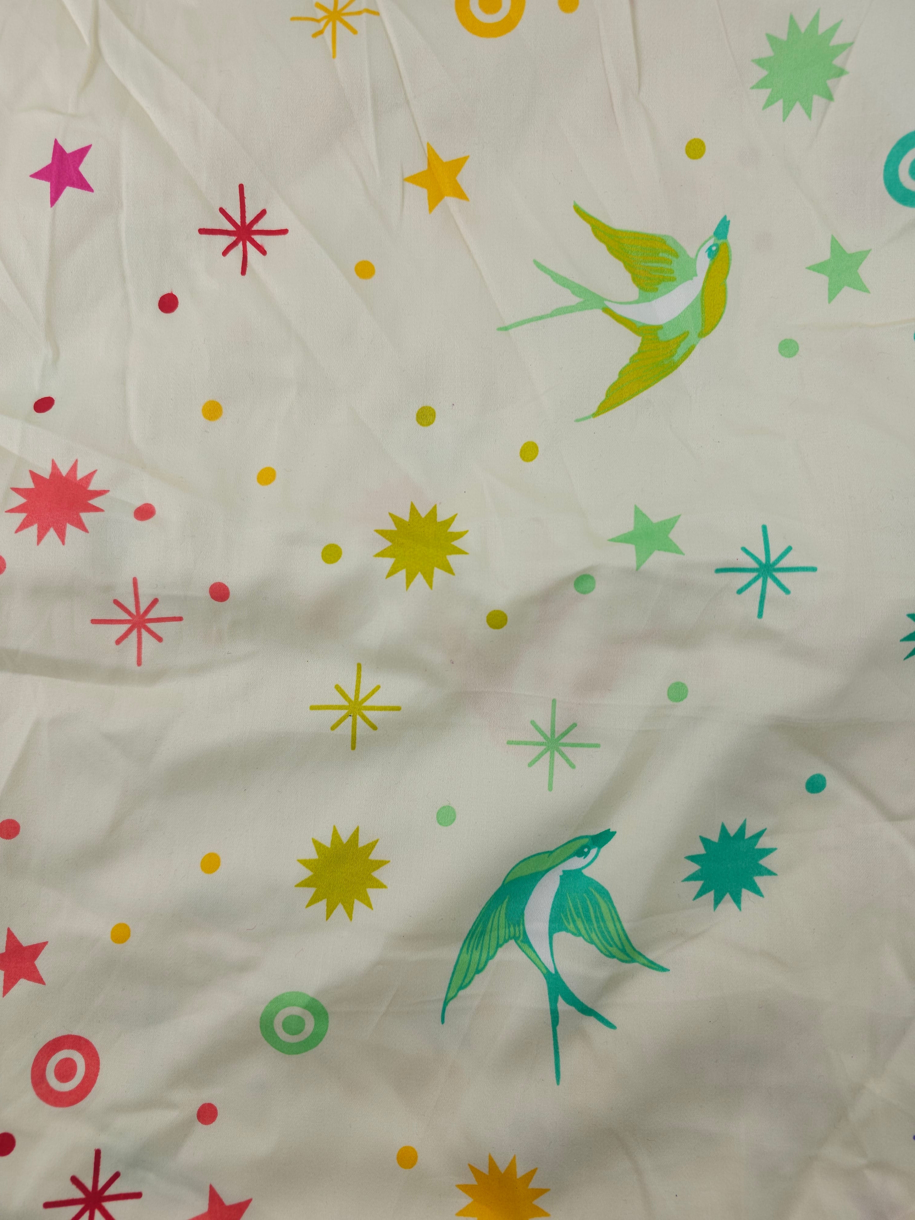 Rainbow bird Cotton sateen- 1m piece