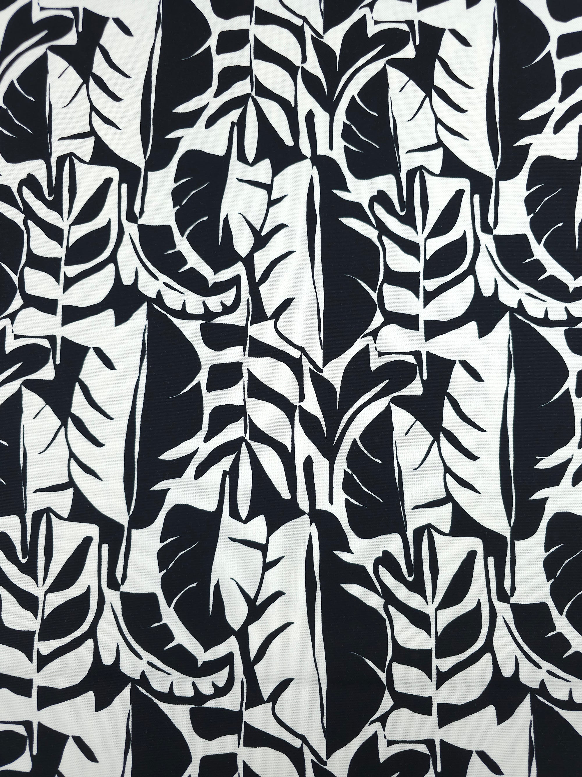 Black/White Mono Palm Leaf Lightweight Canvas Cotton