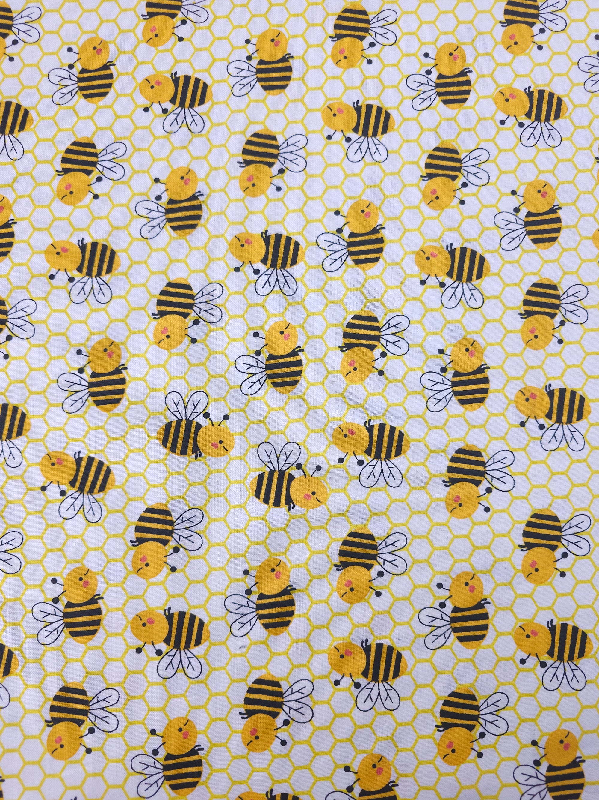 Busy Honeycomb Bees 100% Cotton