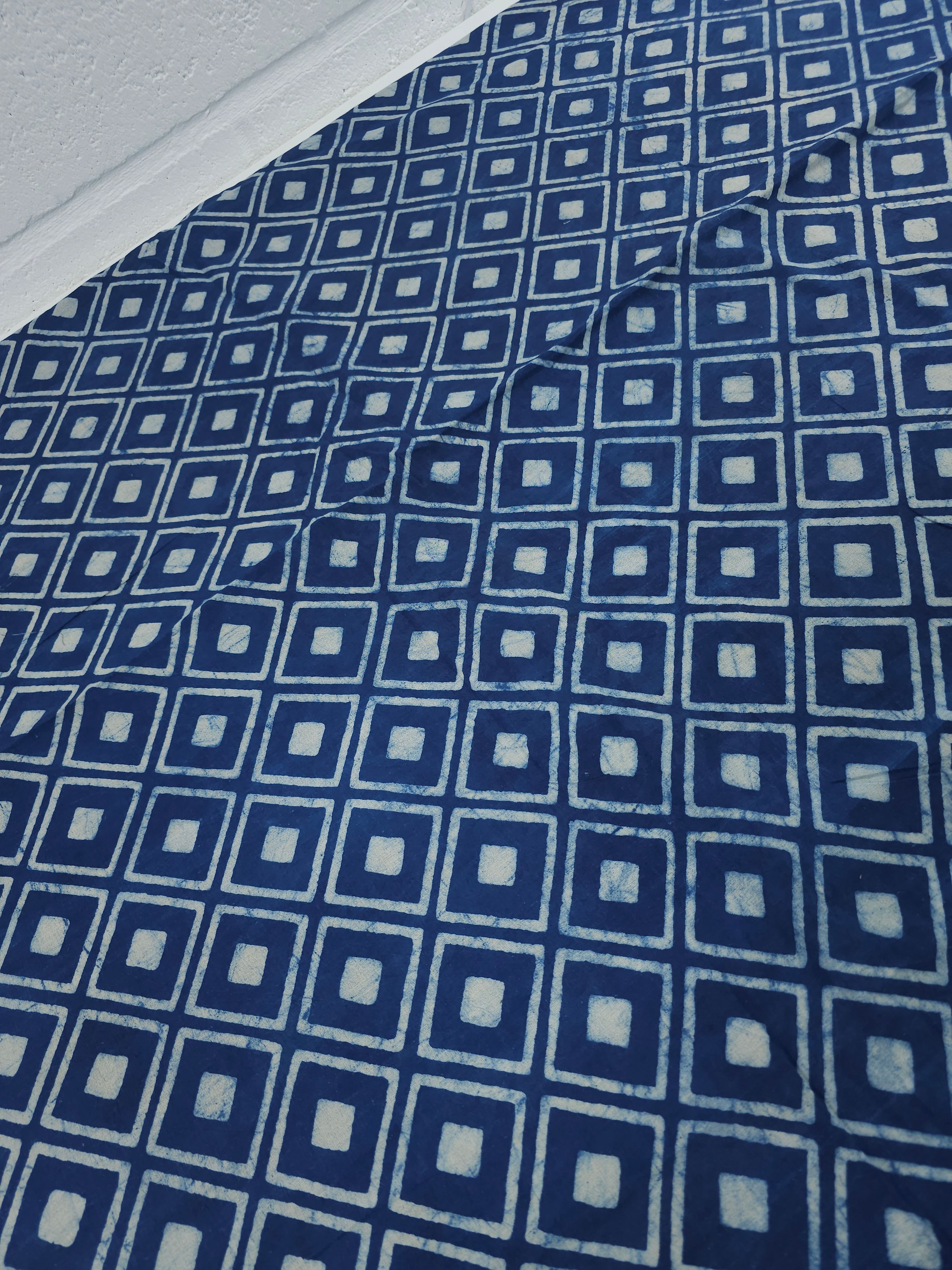 Indigo Navy Diamond Block Print Cotton