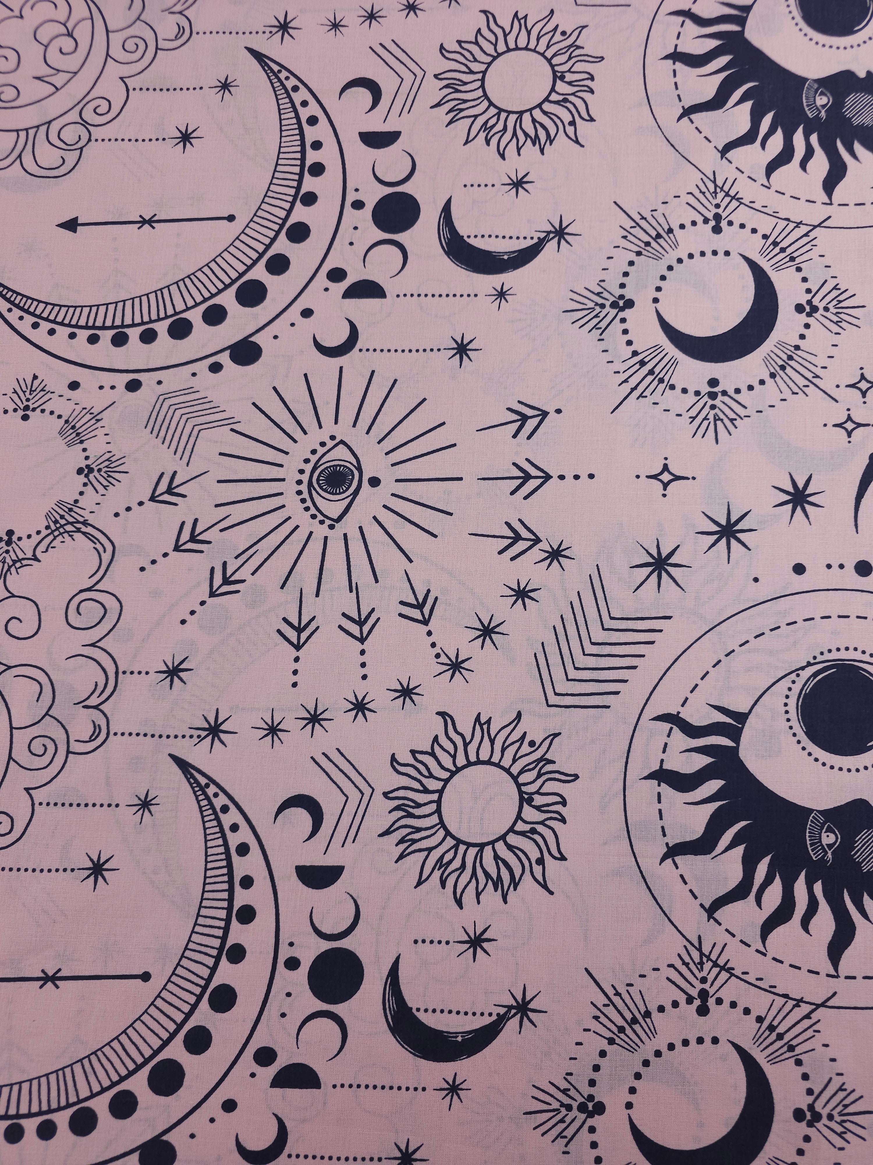 Pink/Navy Boho Celestial 100% Cotton 98" *EXTRA WIDE*