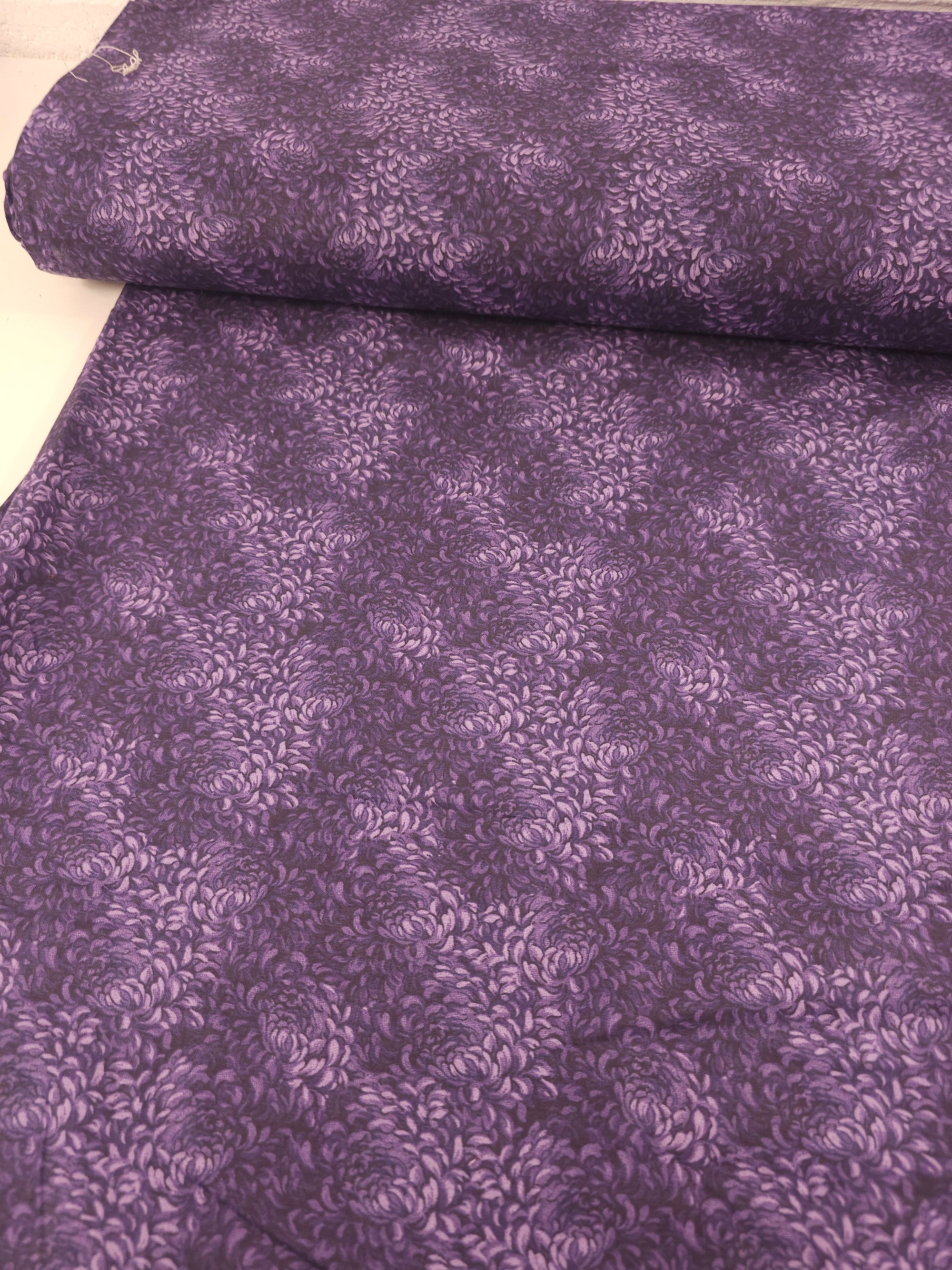 Dark Purple Hydrangea Floral 100% Cotton