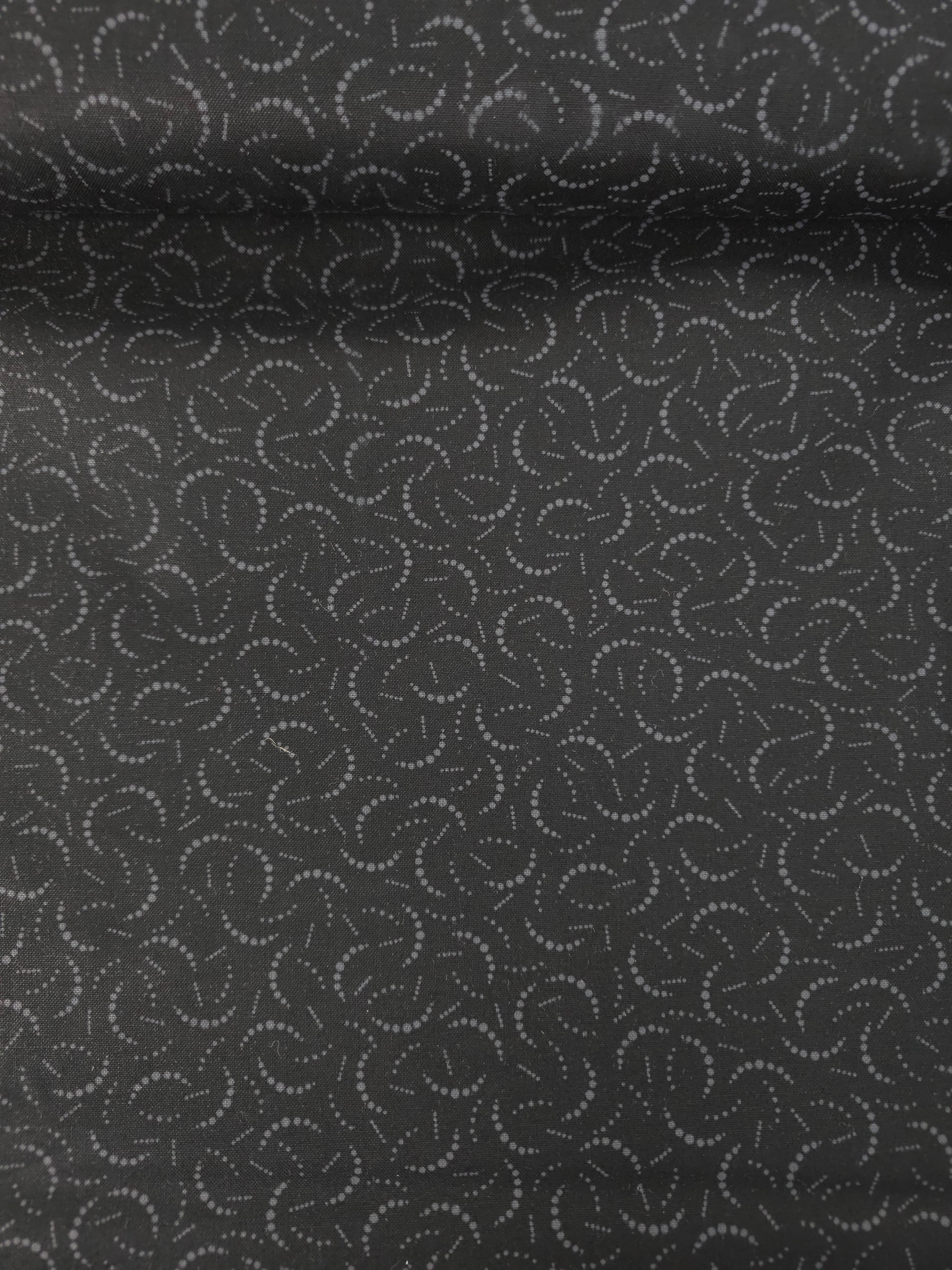 Black Dotty Swirl 100% Cotton