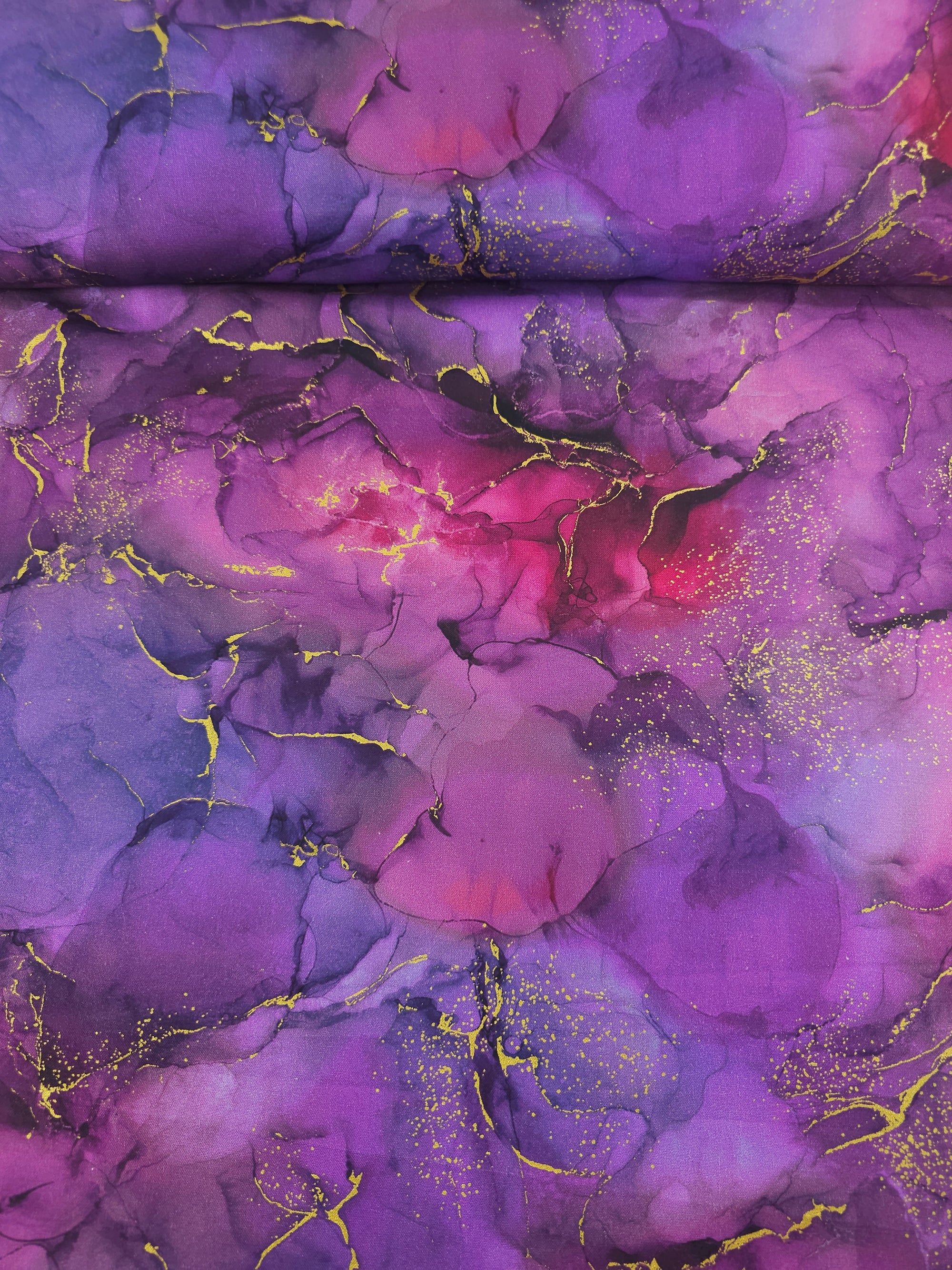 Purple/Magenta Gold Marble 100% Cotton