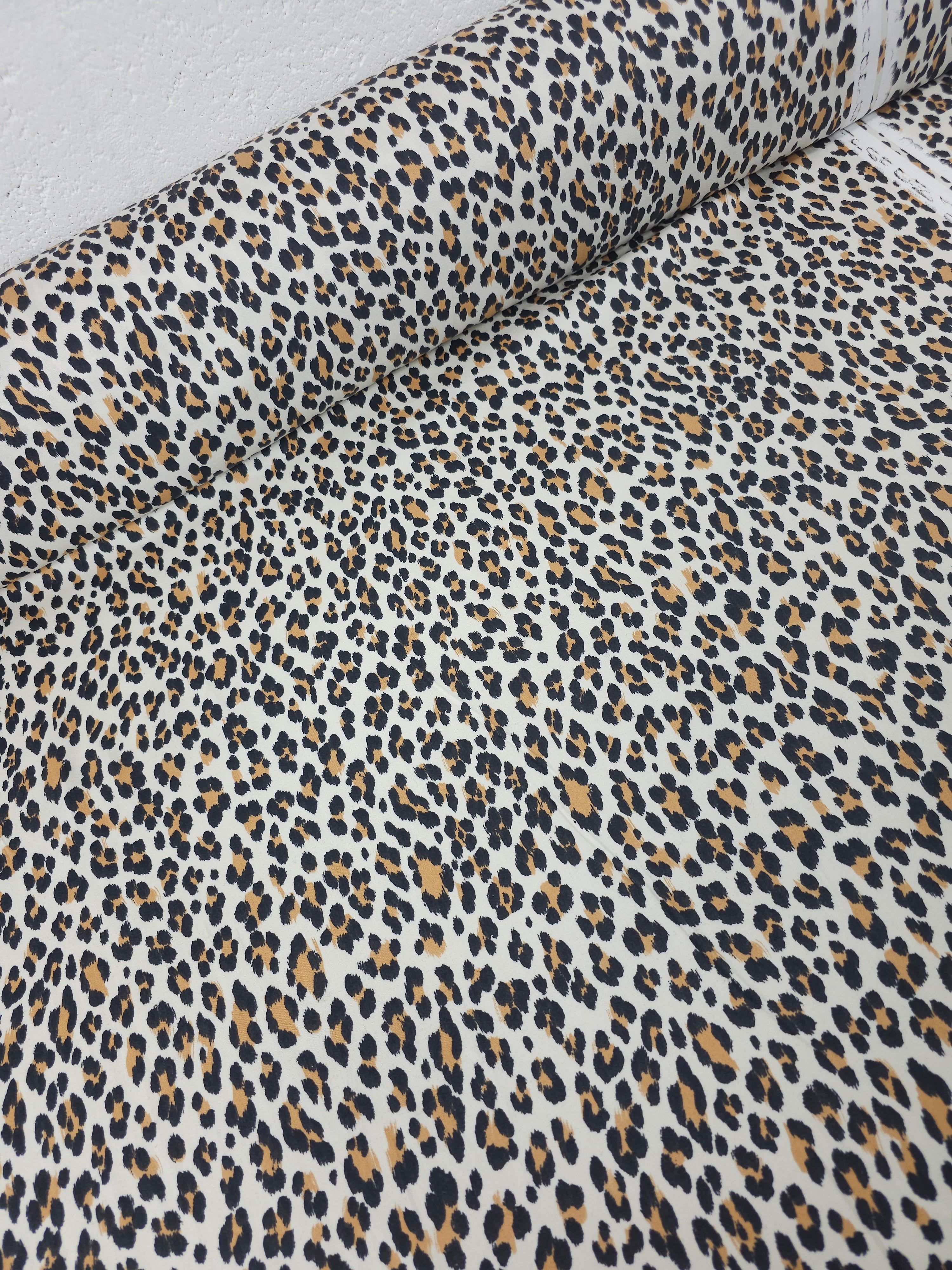 Cream Leopard Lightweight Matte Cotton Sateen *DEFECT*