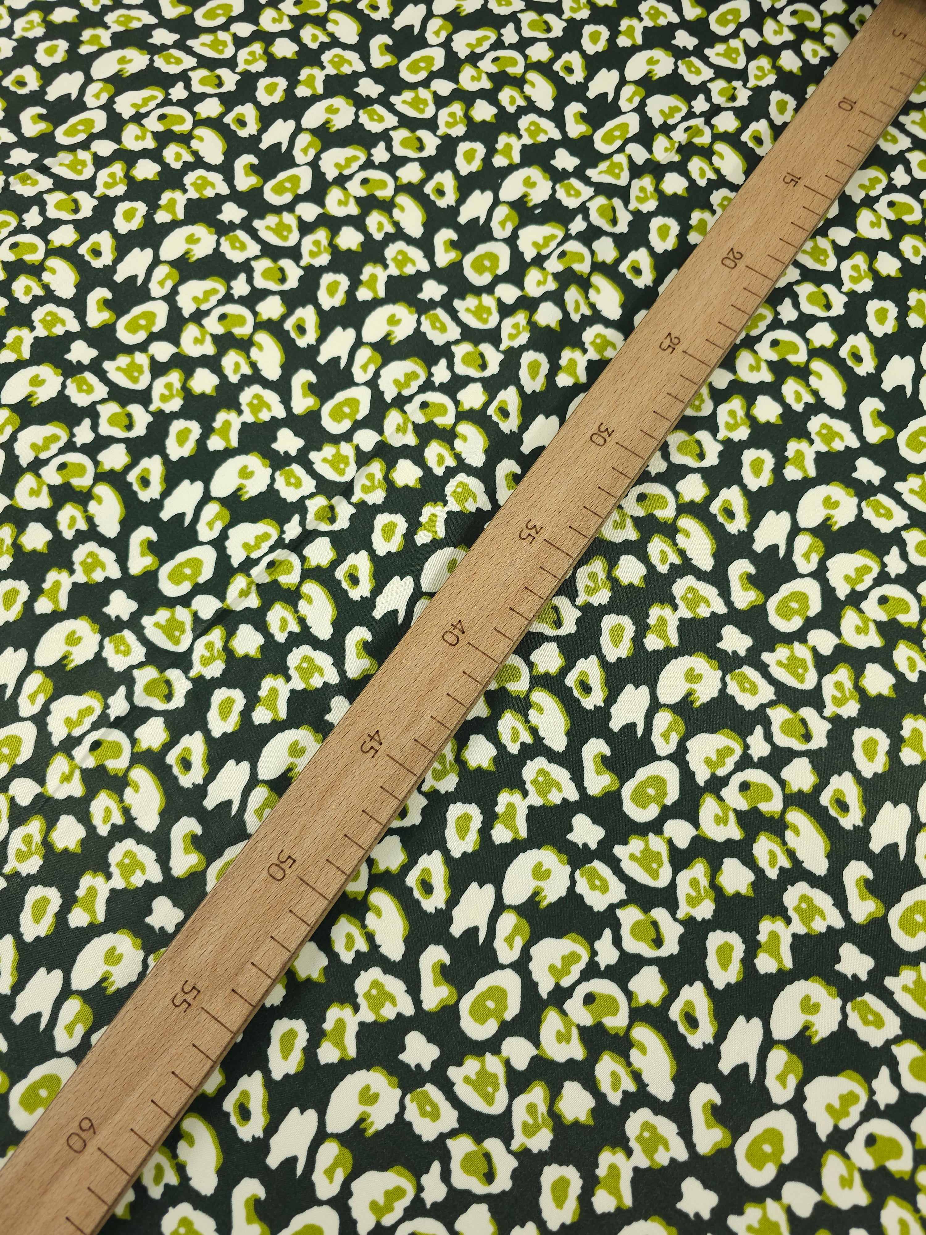 Forest Green/Lime Abstract Leopard Viscose Satin