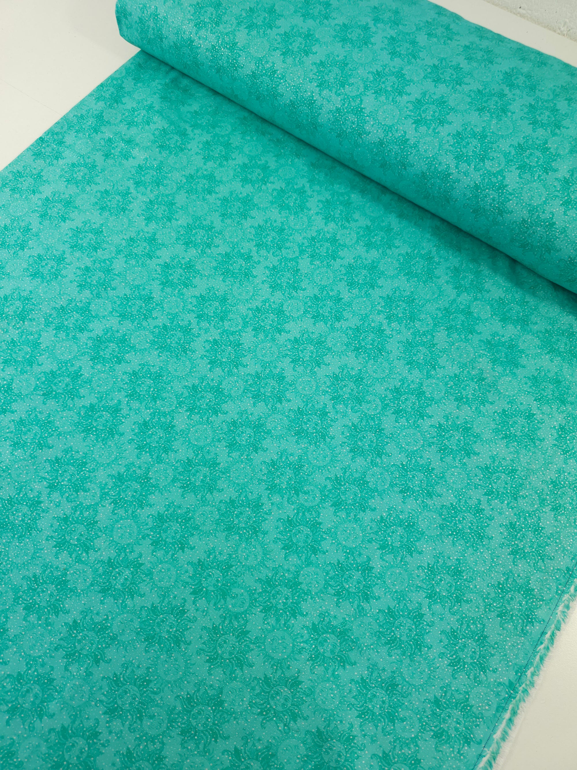 Minty Teal Speckle Celestial Sun 100% Cotton