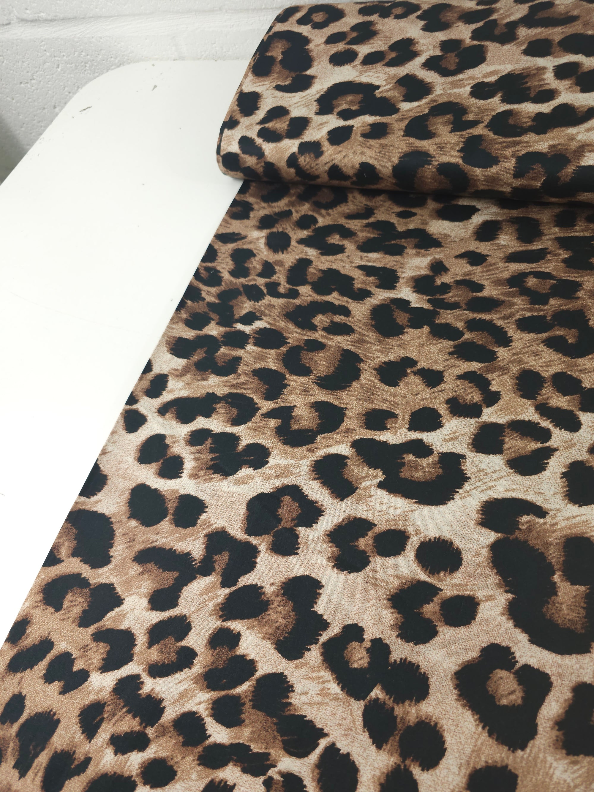 Beige/Brown Leopard Cotton Sateen 110" *EXTRA WIDE*