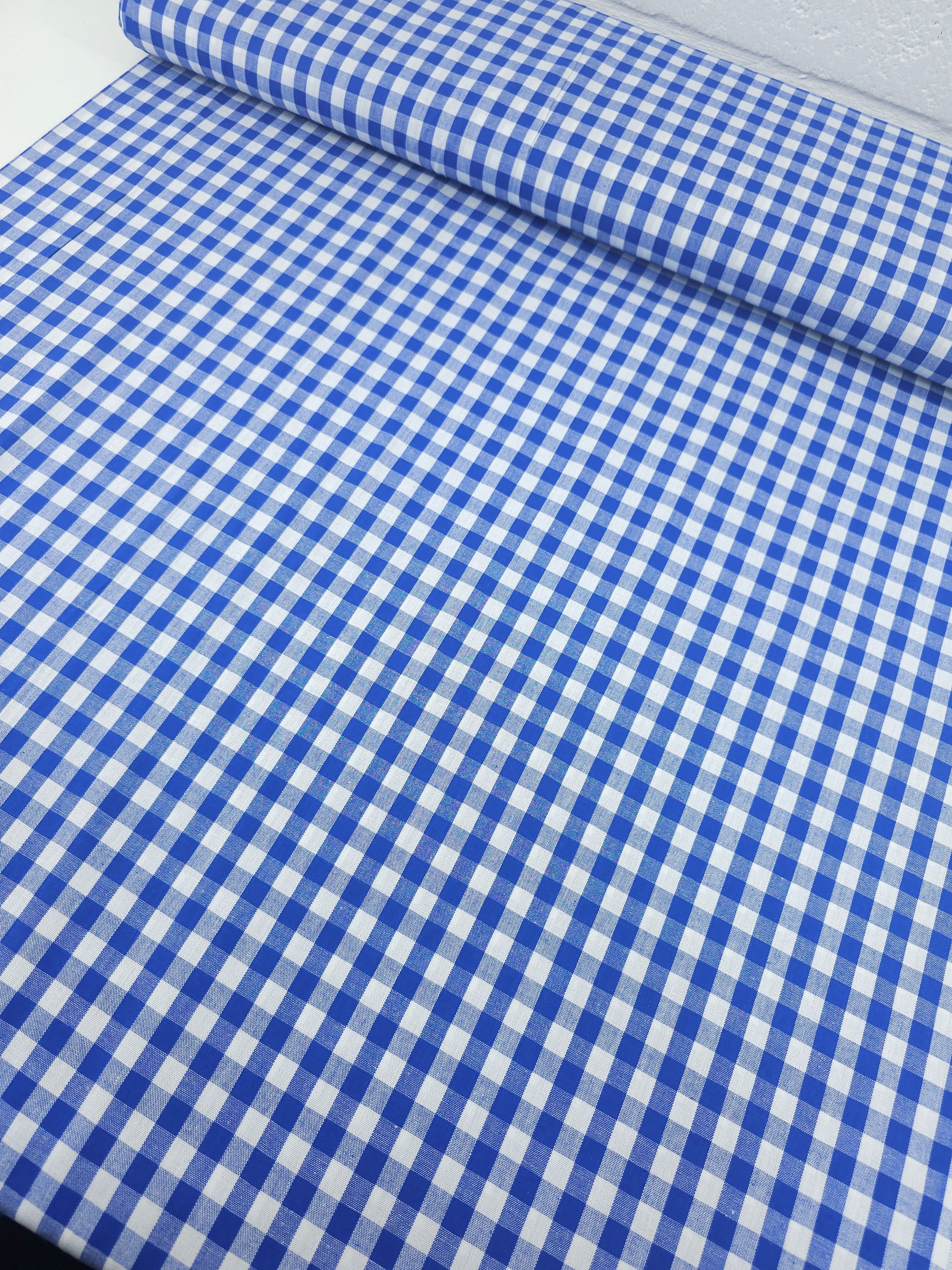 Cobalt Blue Gingham 100% Cotton 55"
