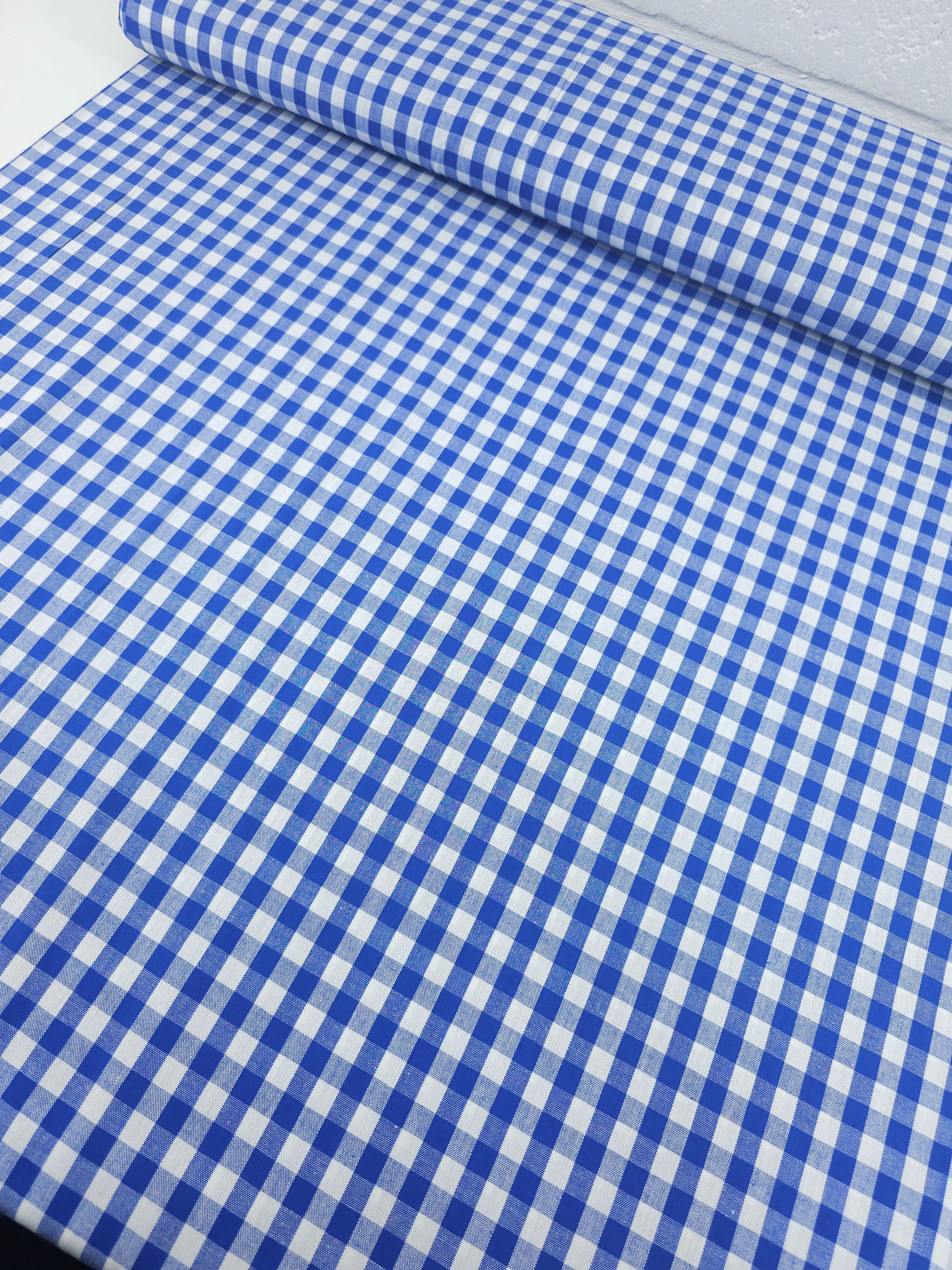 Cobalt Blue Gingham 100% Cotton 55"