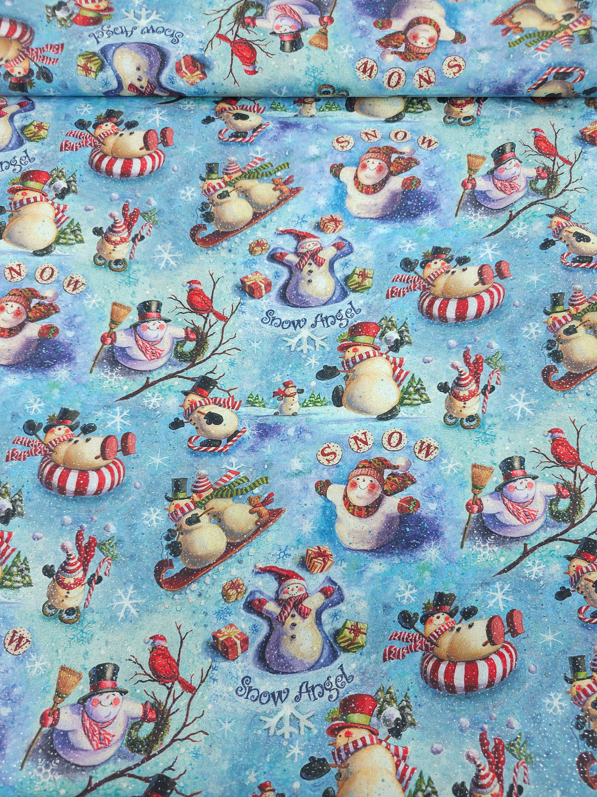 Glitter Snowman 100% Cotton- Geoff Allen