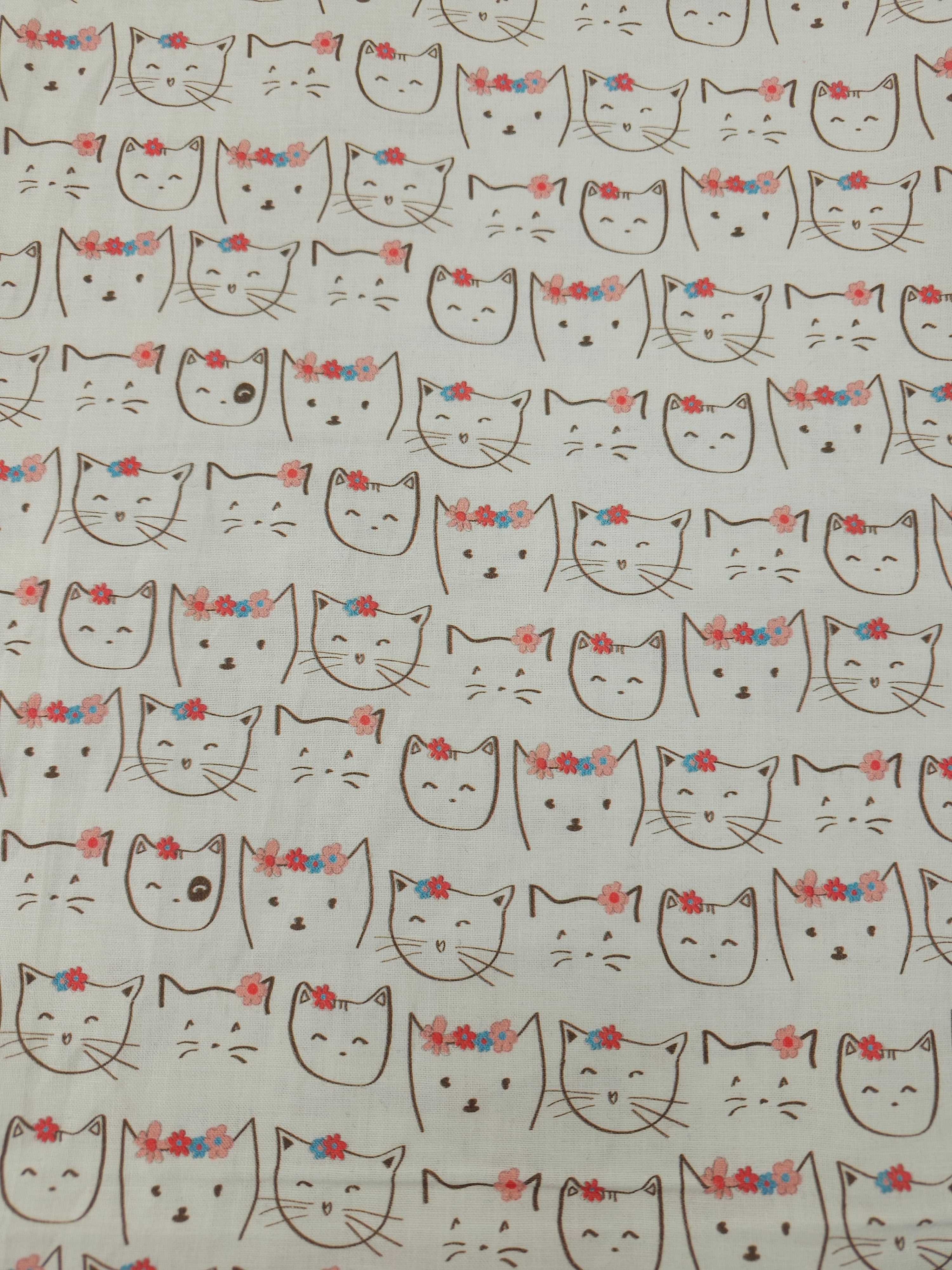 Floral Crown Cats 100% Cotton