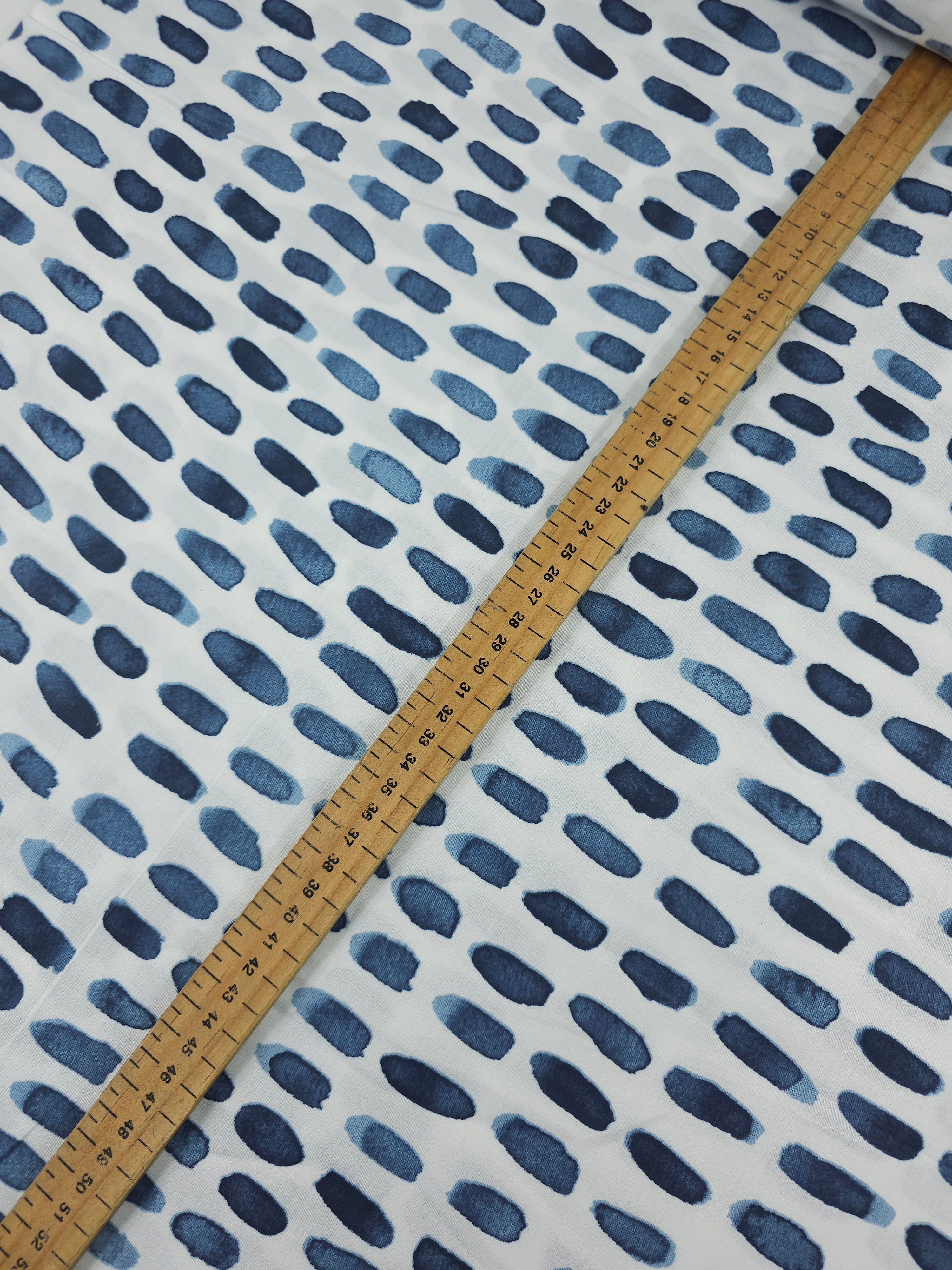 Petrol Blue Watercolour Paint Stroke 100% Cotton 98" *EXTRA WIDE*