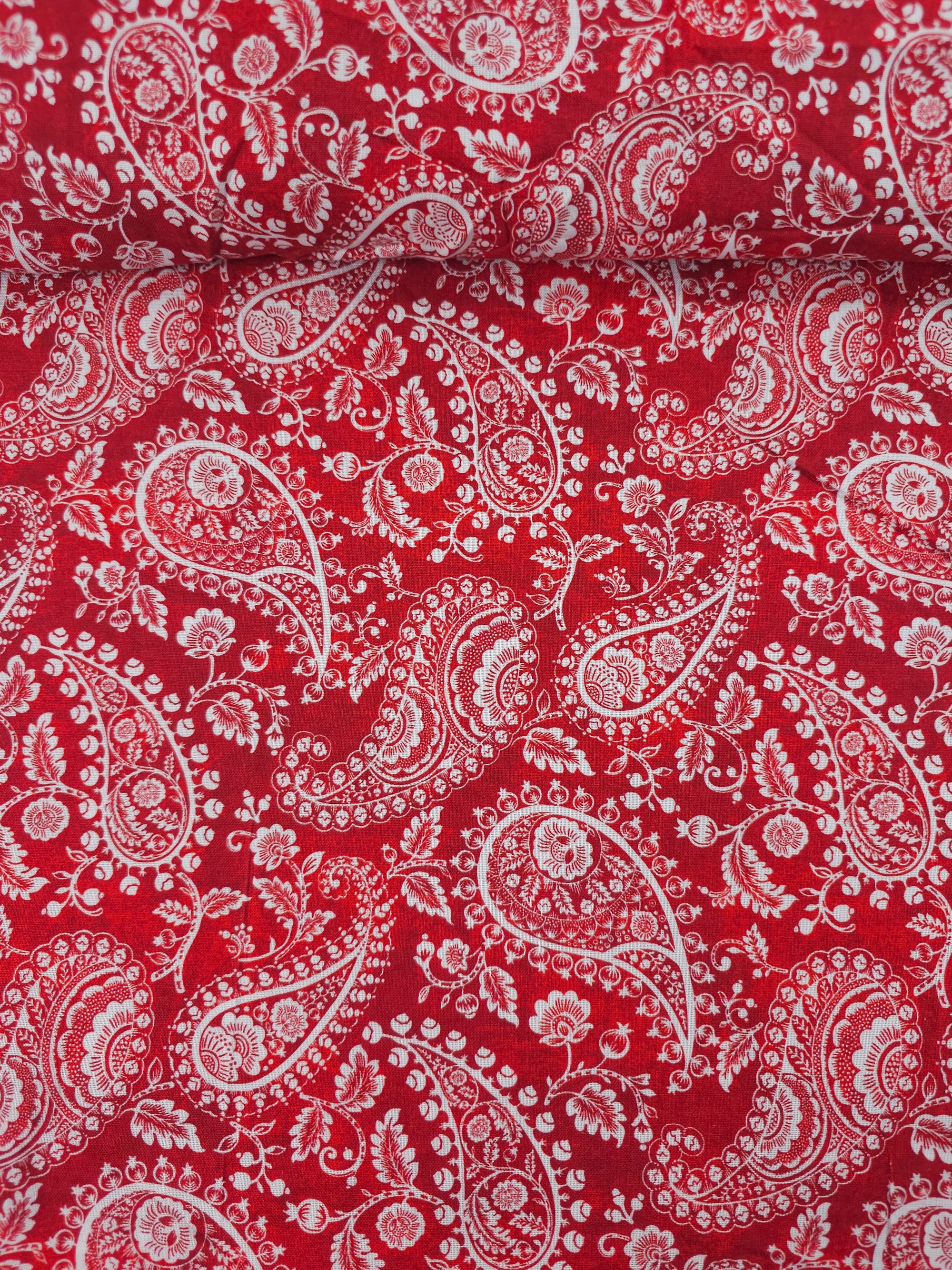 Red Paisley 100% Cotton