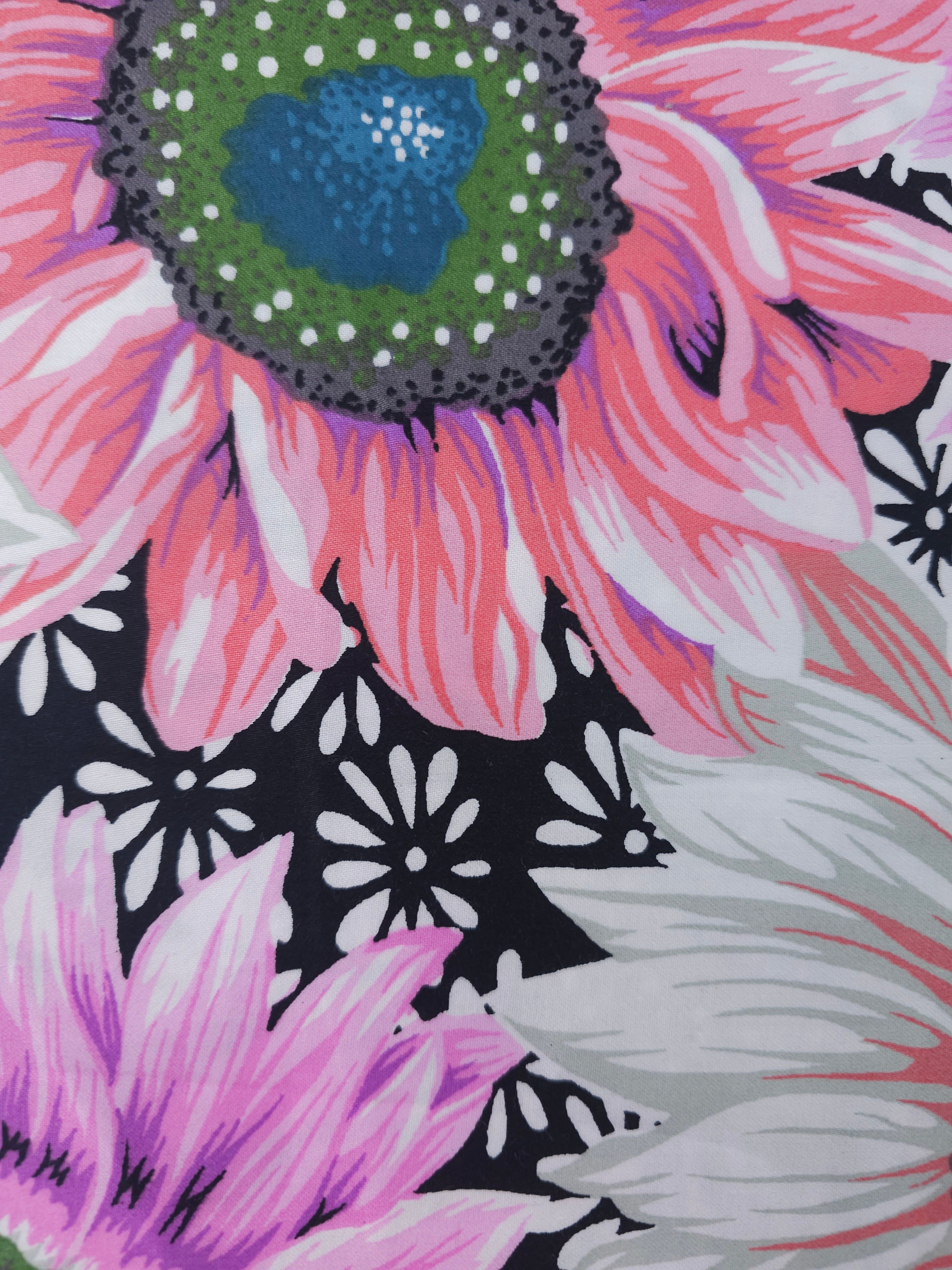 Bold pink floral Cotton sateen- 1.2m piece