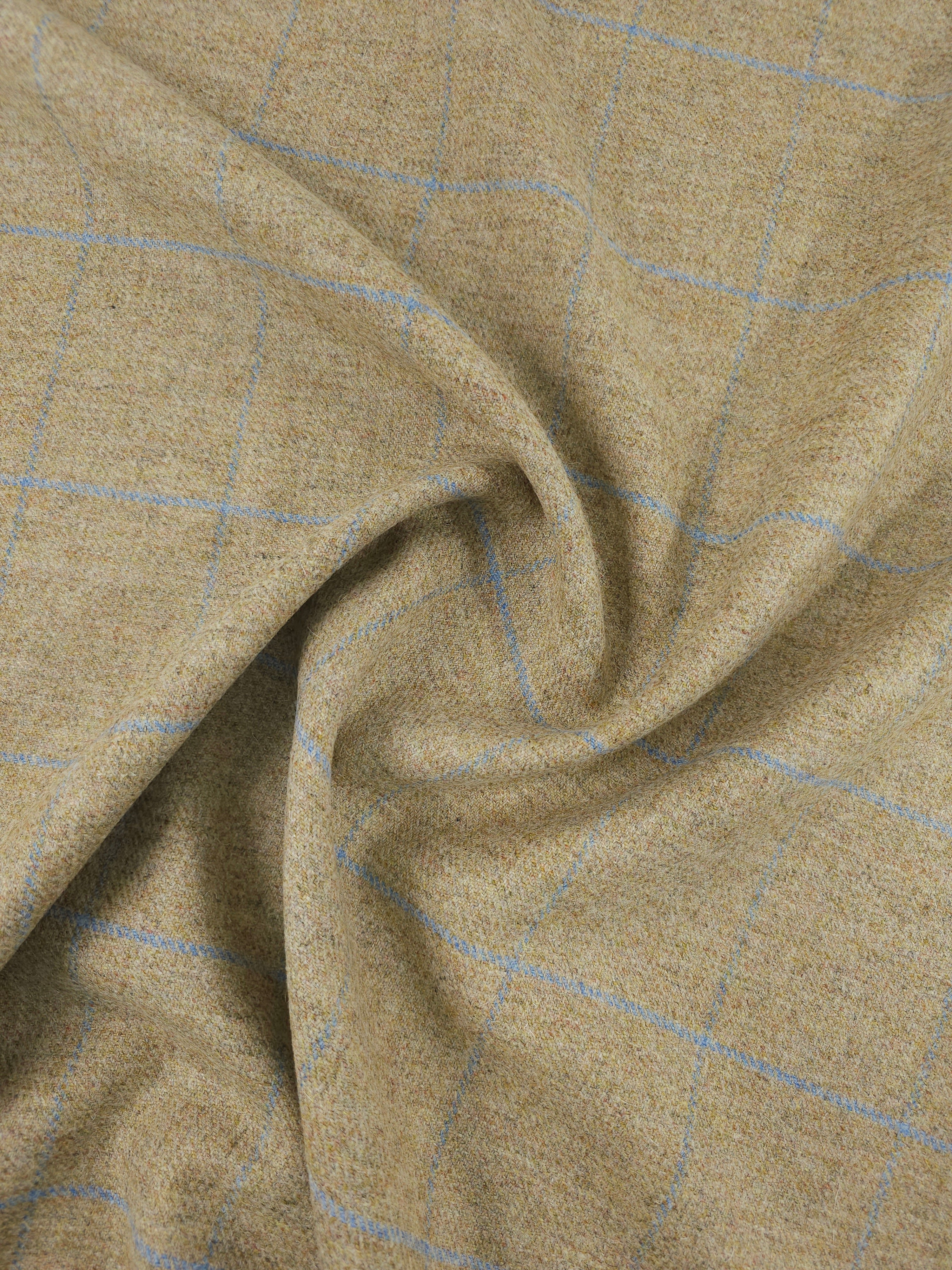 Warm Beige/Blue Speckle Square Check Soft 100% Wool *ABRAHAM MOON*