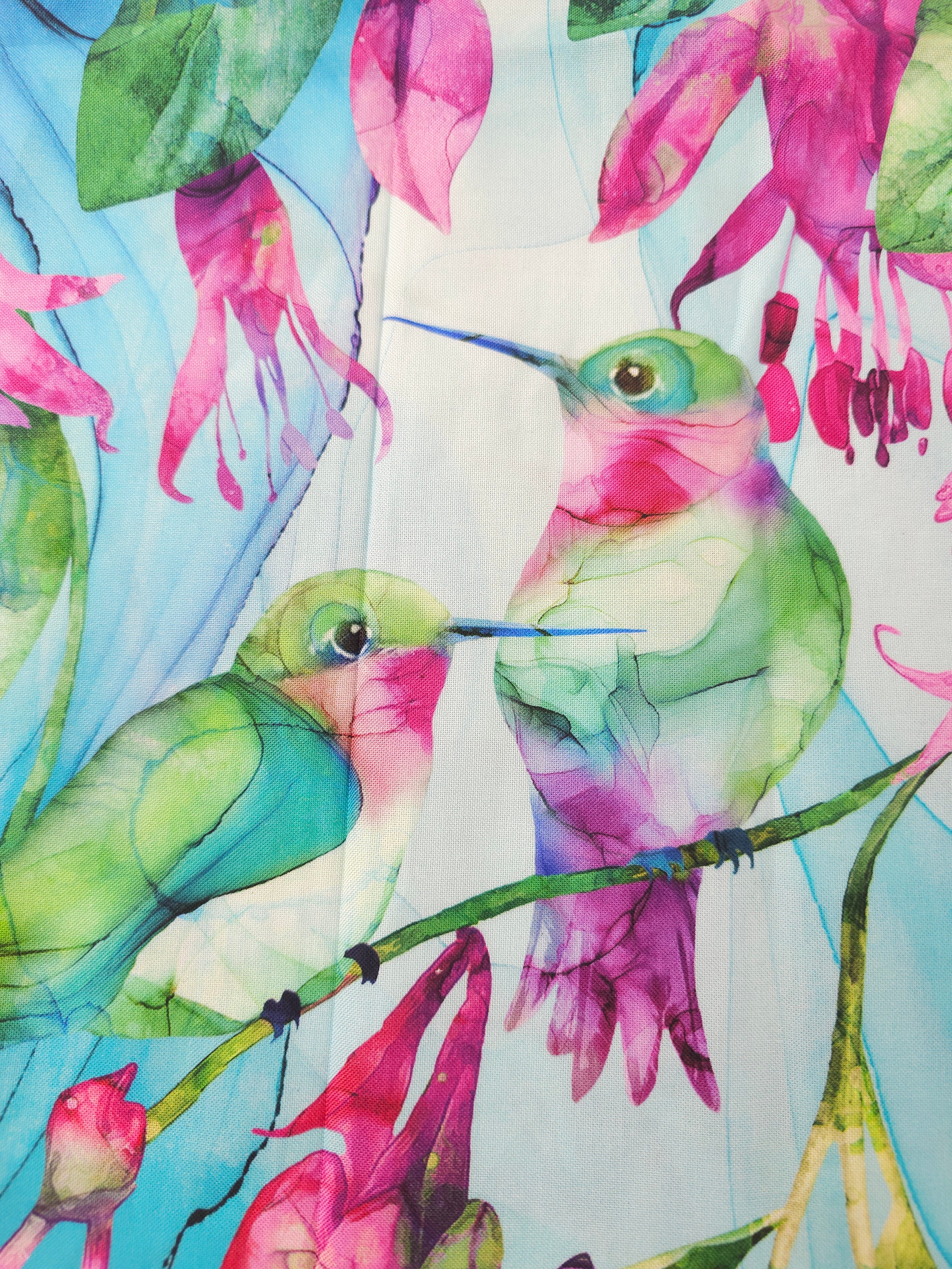 Rainbow hummingbird Cotton panels- 1.2m piece