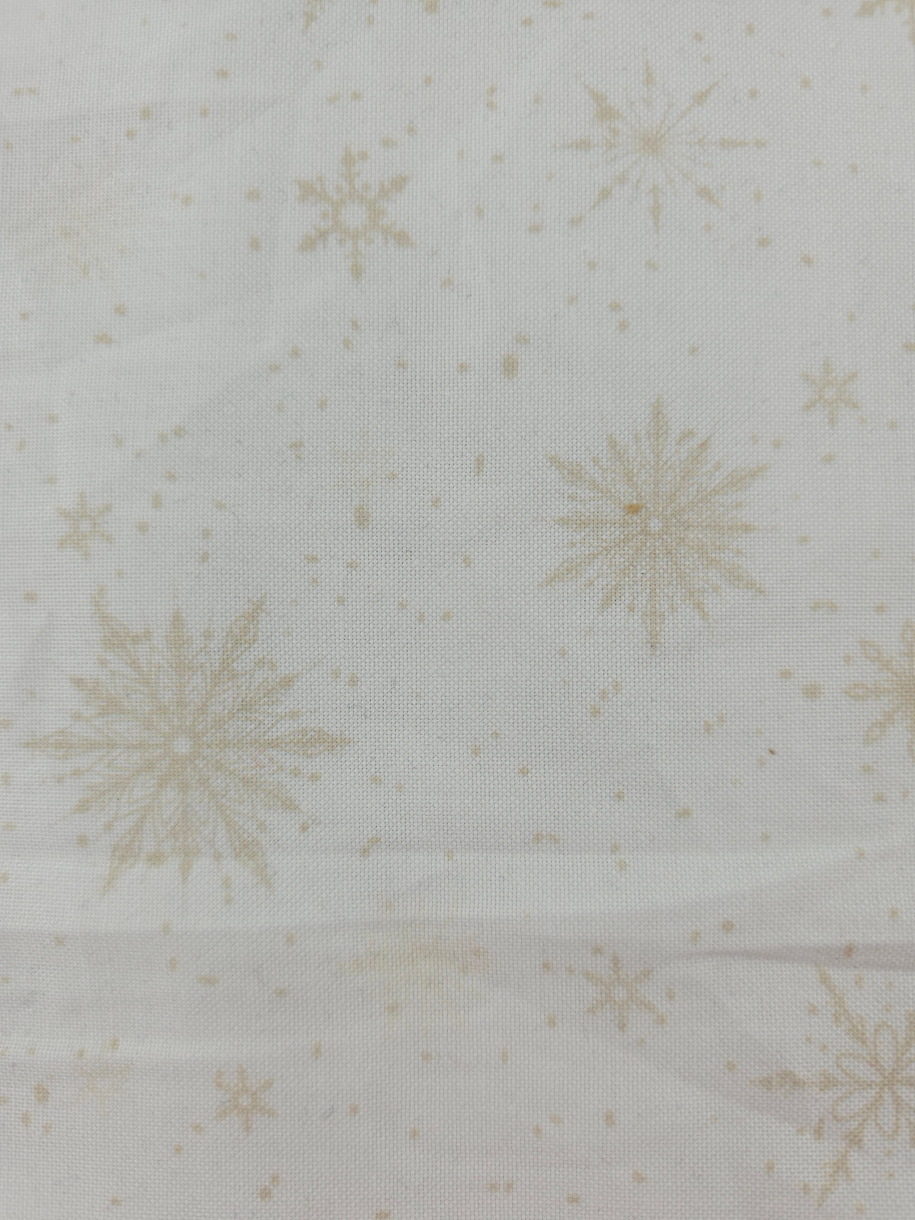 Beige Snowflake Falling 100% Cotton - 1m Piece