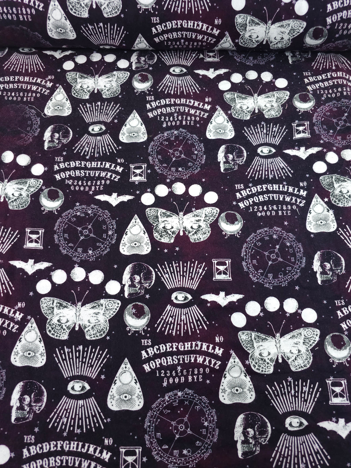 Midnight Purple Fortune Teller Lightweight Flannel Cotton - Joann