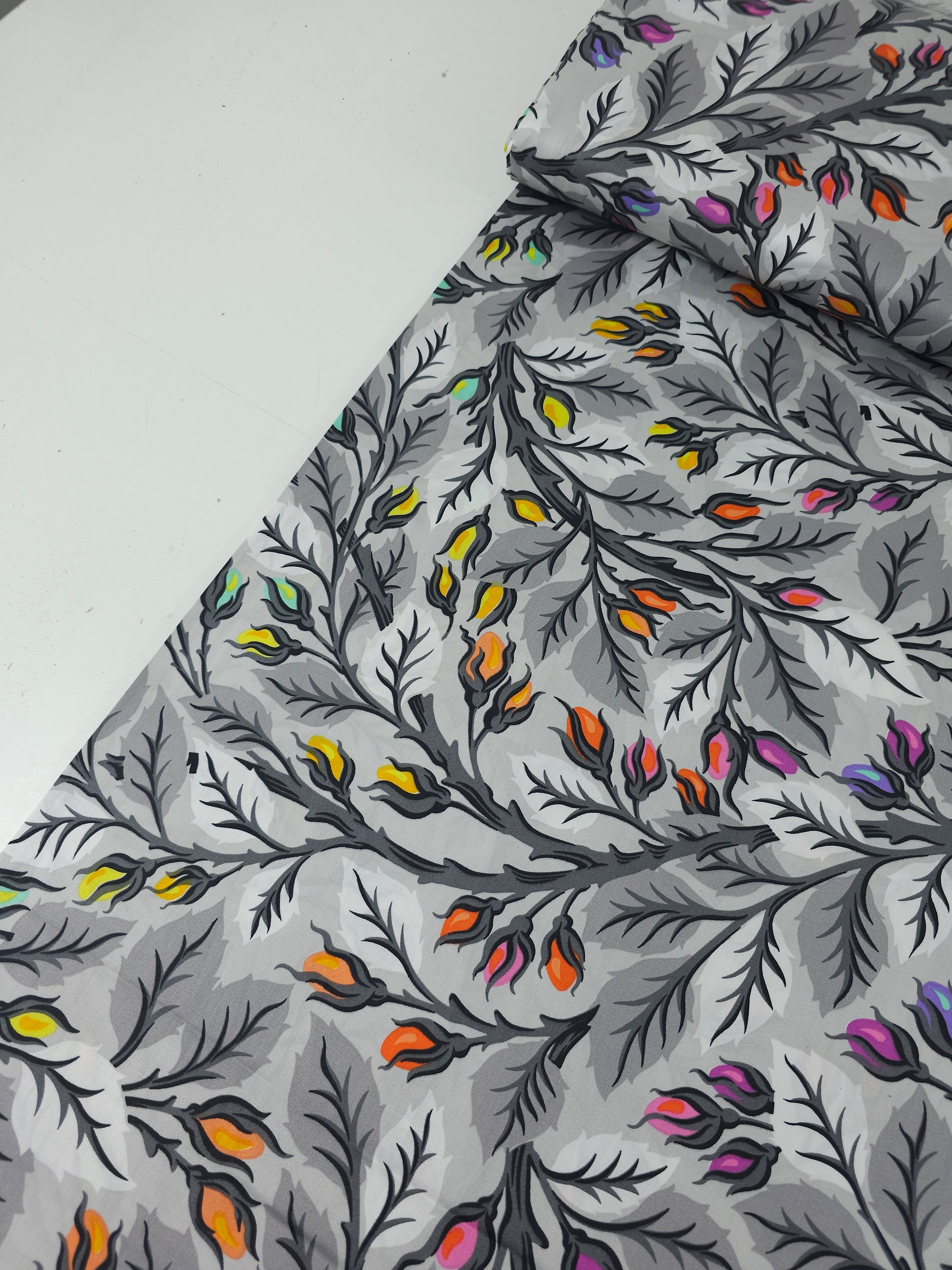 *PRE ORDER* Light Grey Best Buds Graywork Cotton Sateen 102" - Tula Pink *EXTRA WIDE*