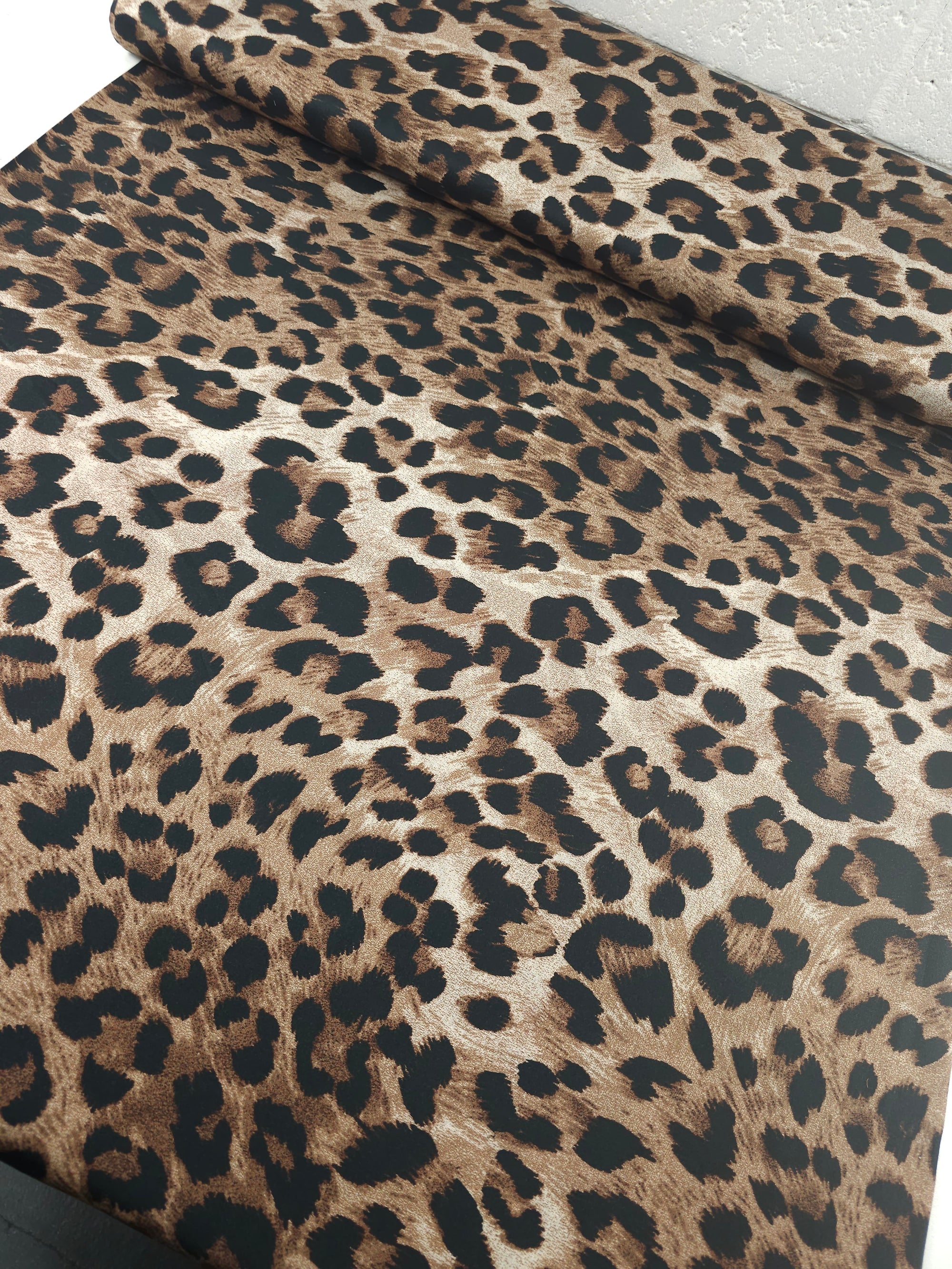 Beige/Brown Leopard Cotton Sateen 110" *EXTRA WIDE*