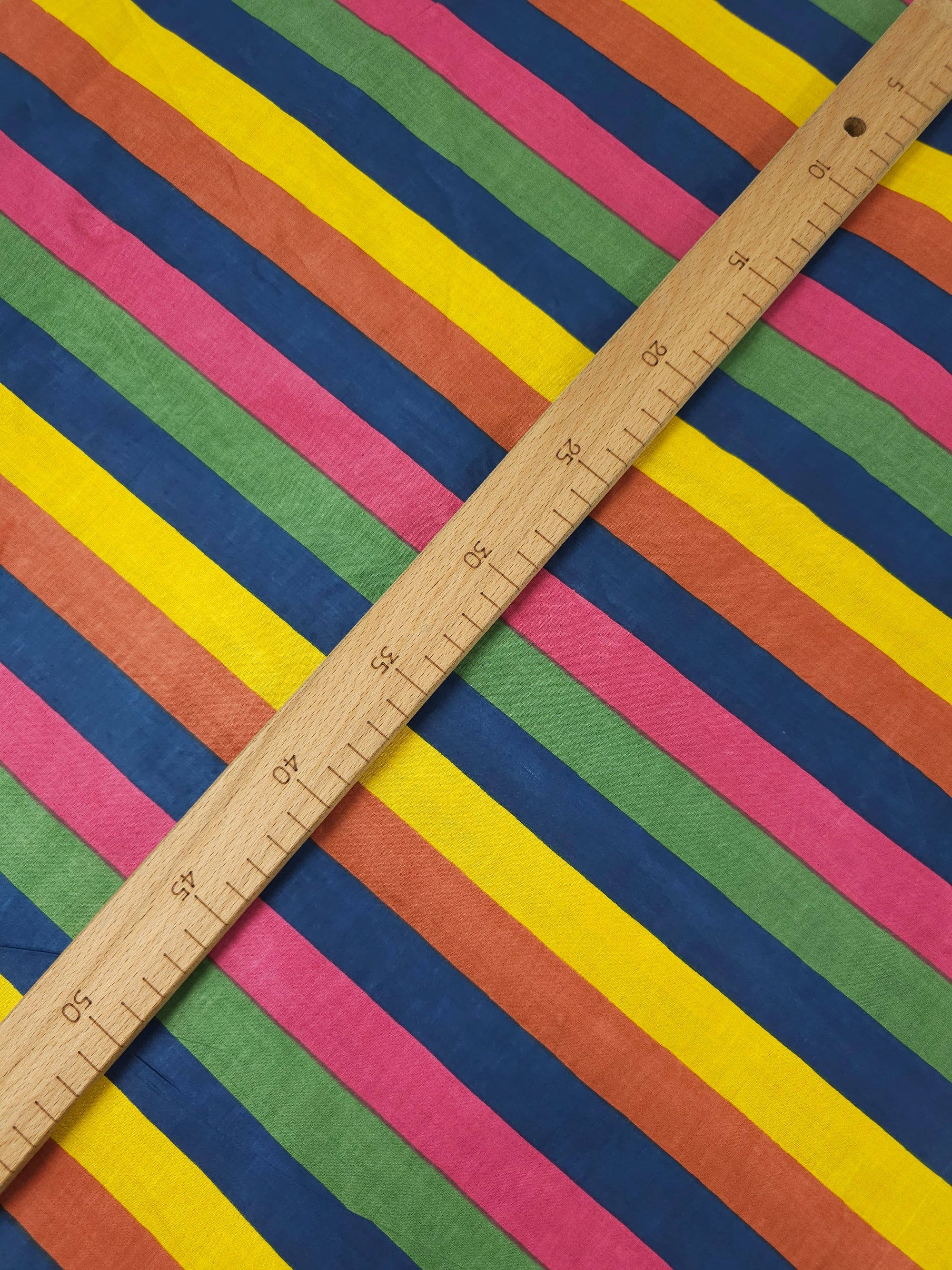 Deep Multi Stripe Lightweight Cambric Cotton