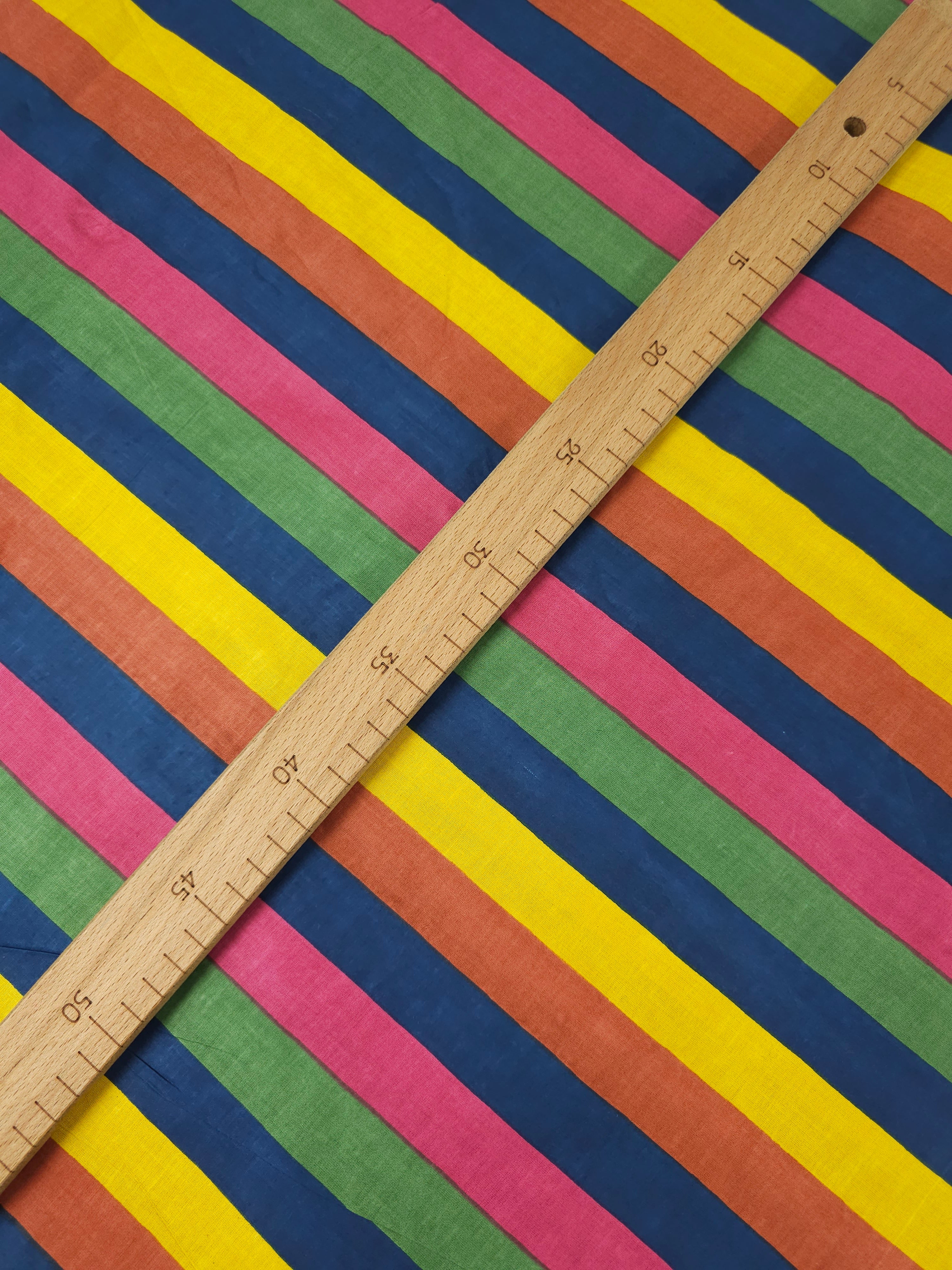 Deep Multi Stripe Lightweight Cambric Cotton