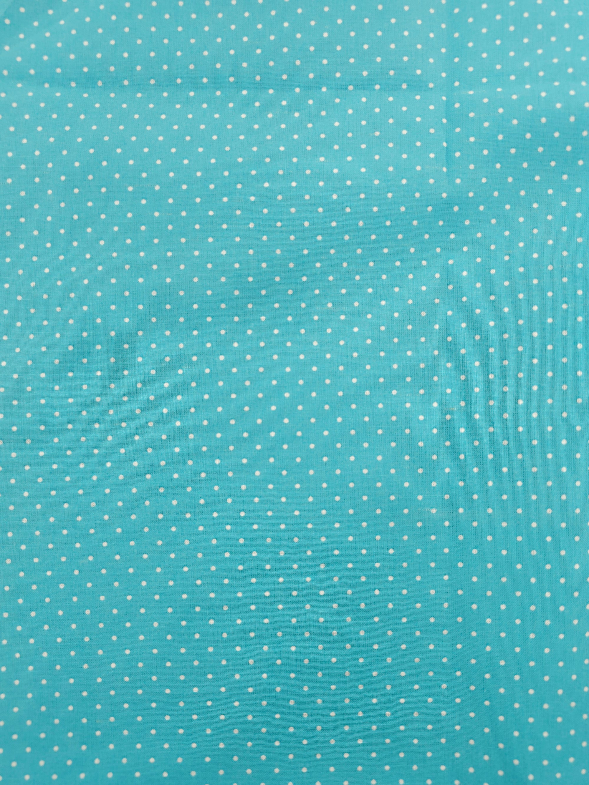 Cyan blue dotted Cotton- 1m piece